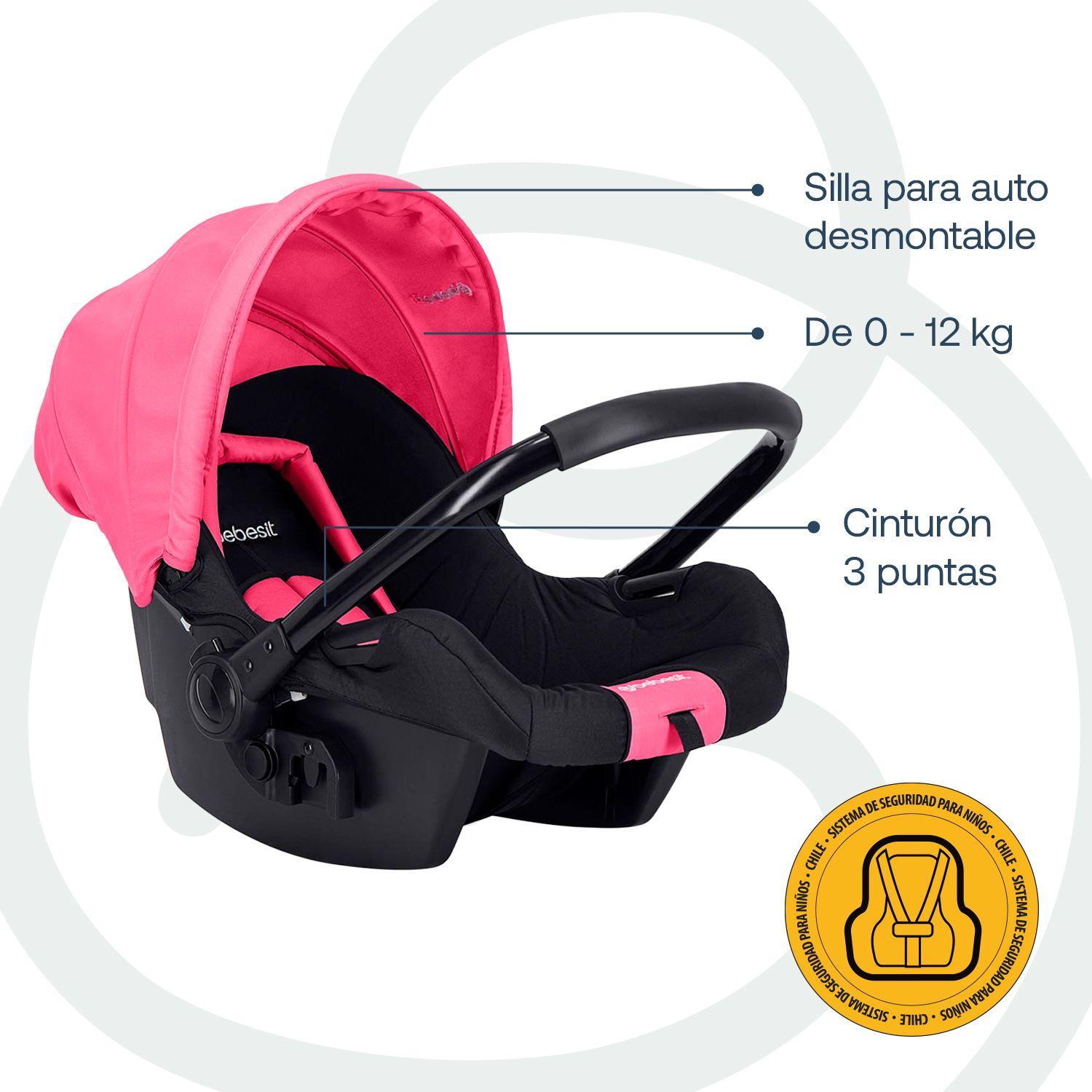 Coche Travel System Go Lite Rosado Bebesit-5