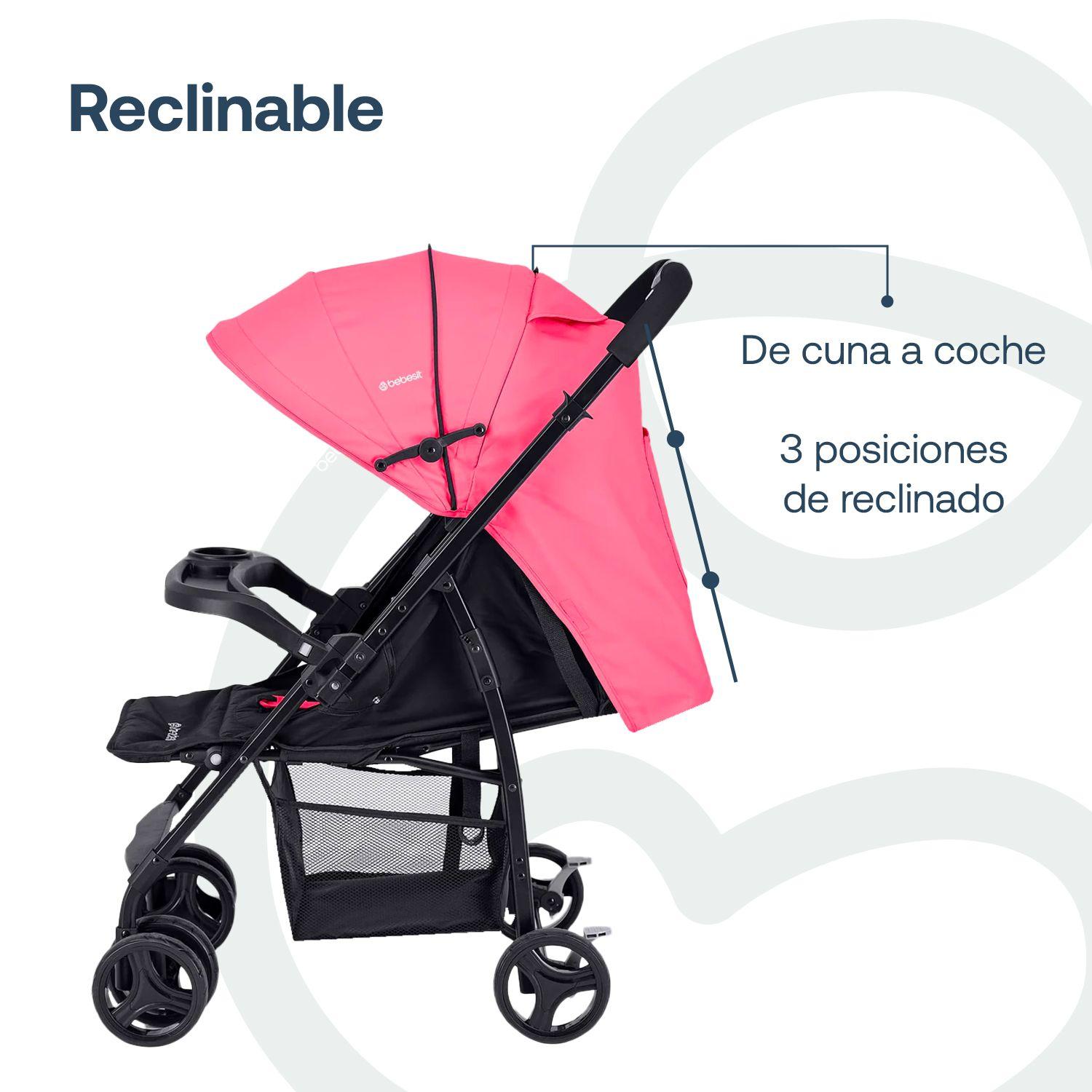 Coche Travel System Go Lite Rosado Bebesit-6