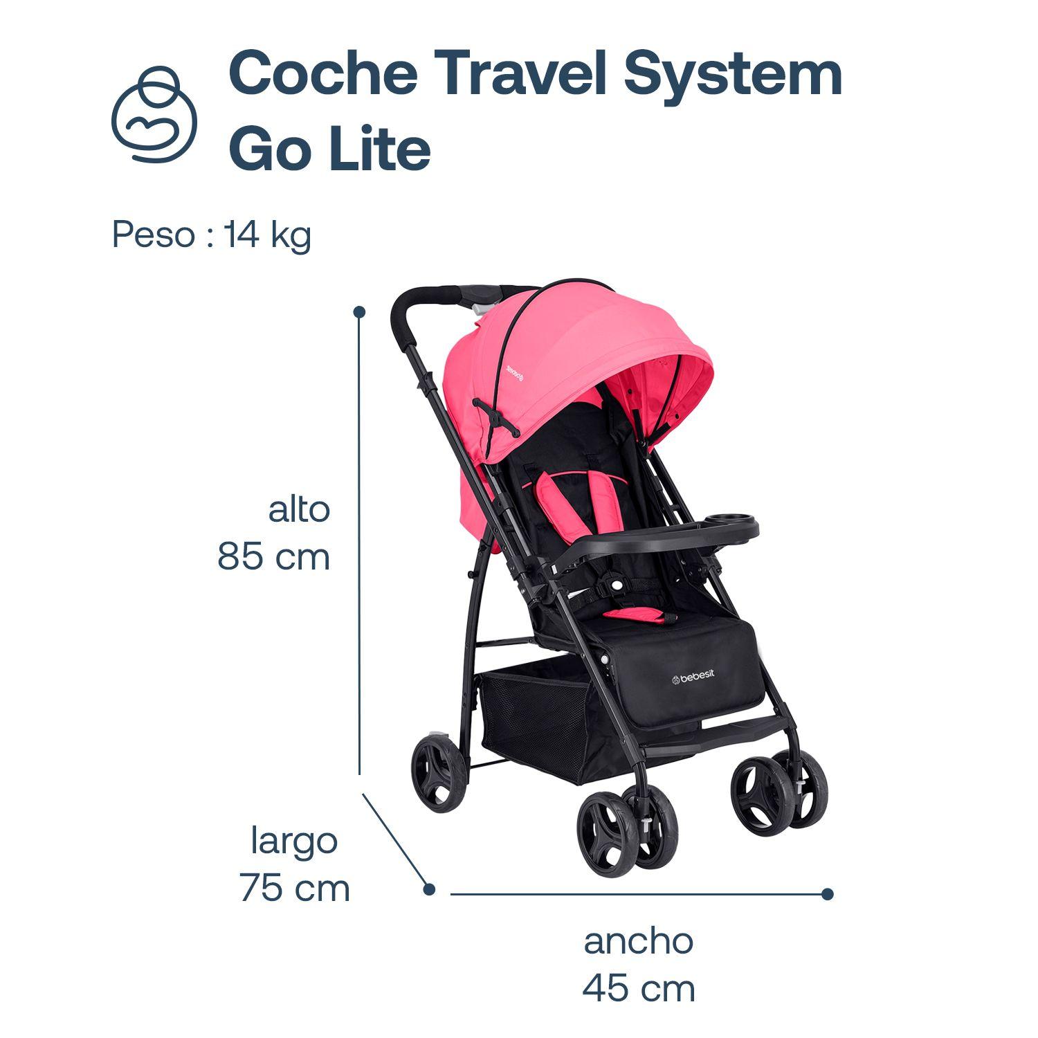 Coche Travel System Go Lite Rosado Bebesit-8