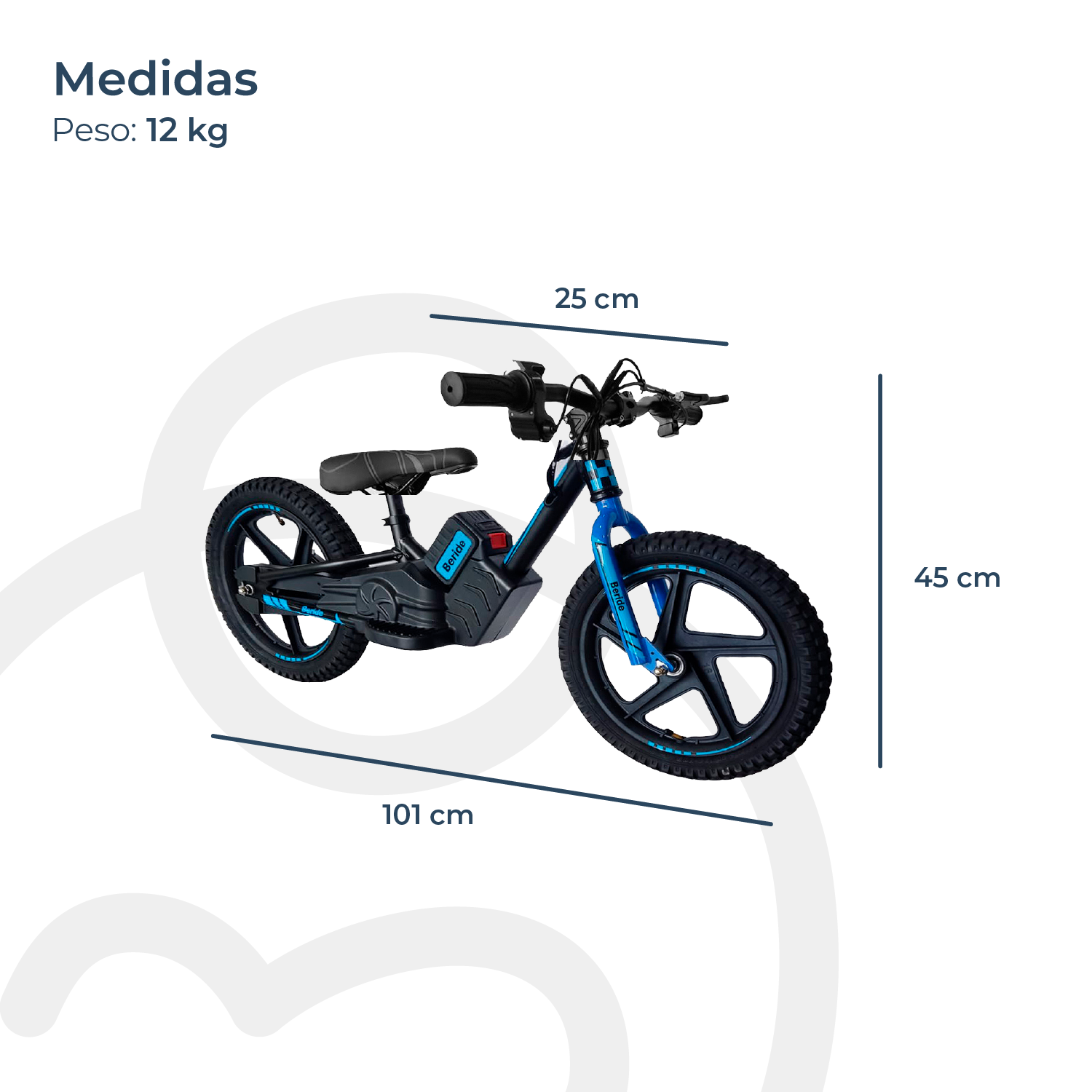 Bicicleta Eléctrica Infantil BeRide Aro 12 Azul Bebesit-3