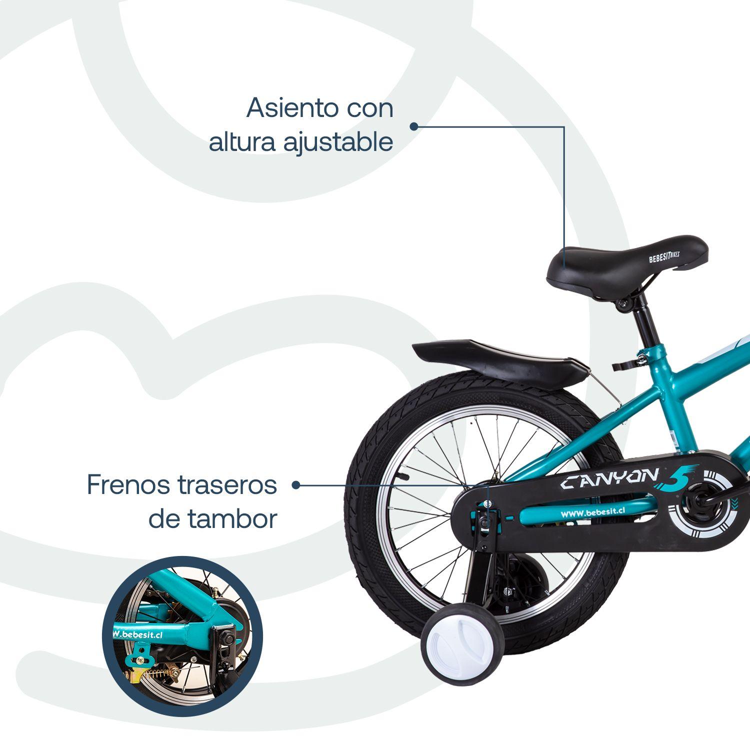 Bicicleta Canyon 16" Verde Cubre Cadena Niños 4-10 Años Bebesit-3