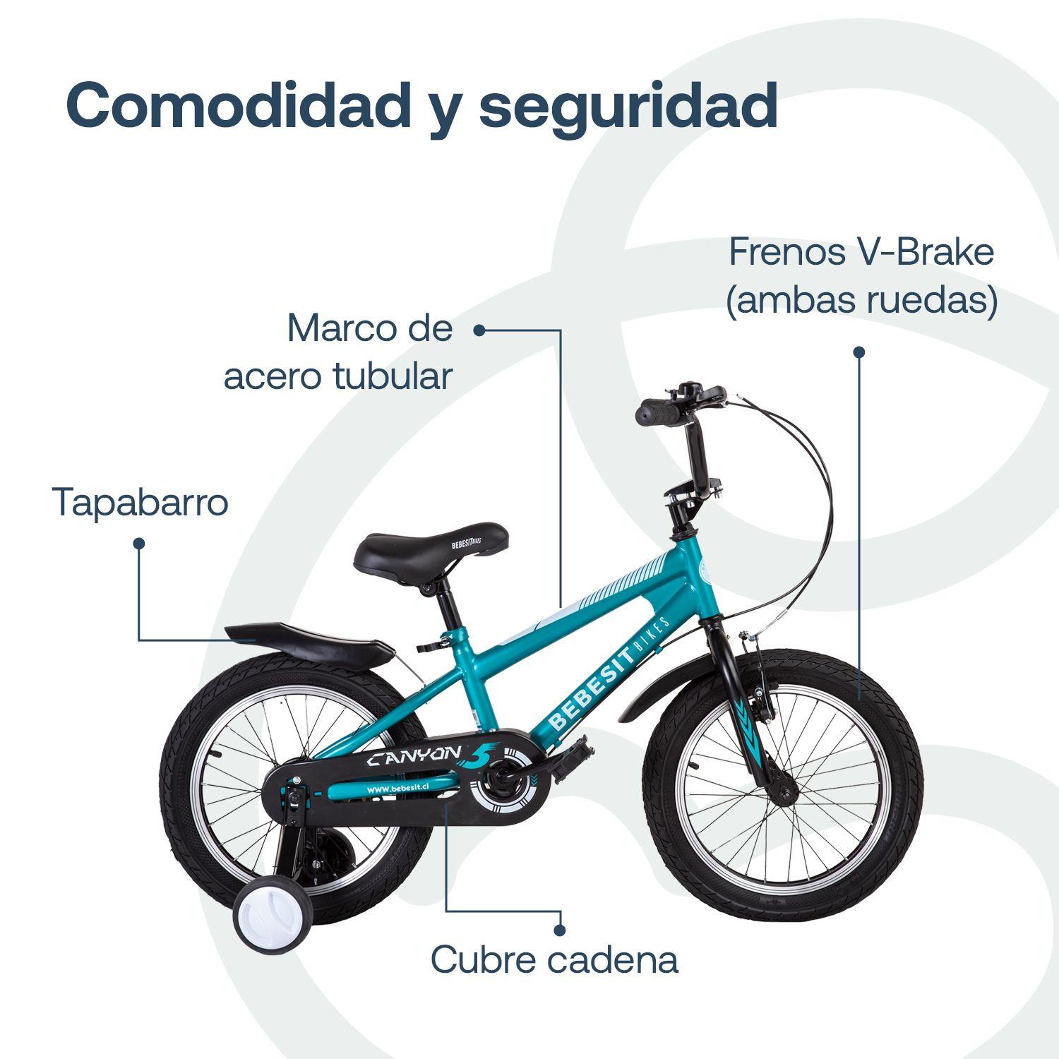 Bicicleta Canyon 16" Verde Cubre Cadena Niños 4-10 Años Bebesit-4