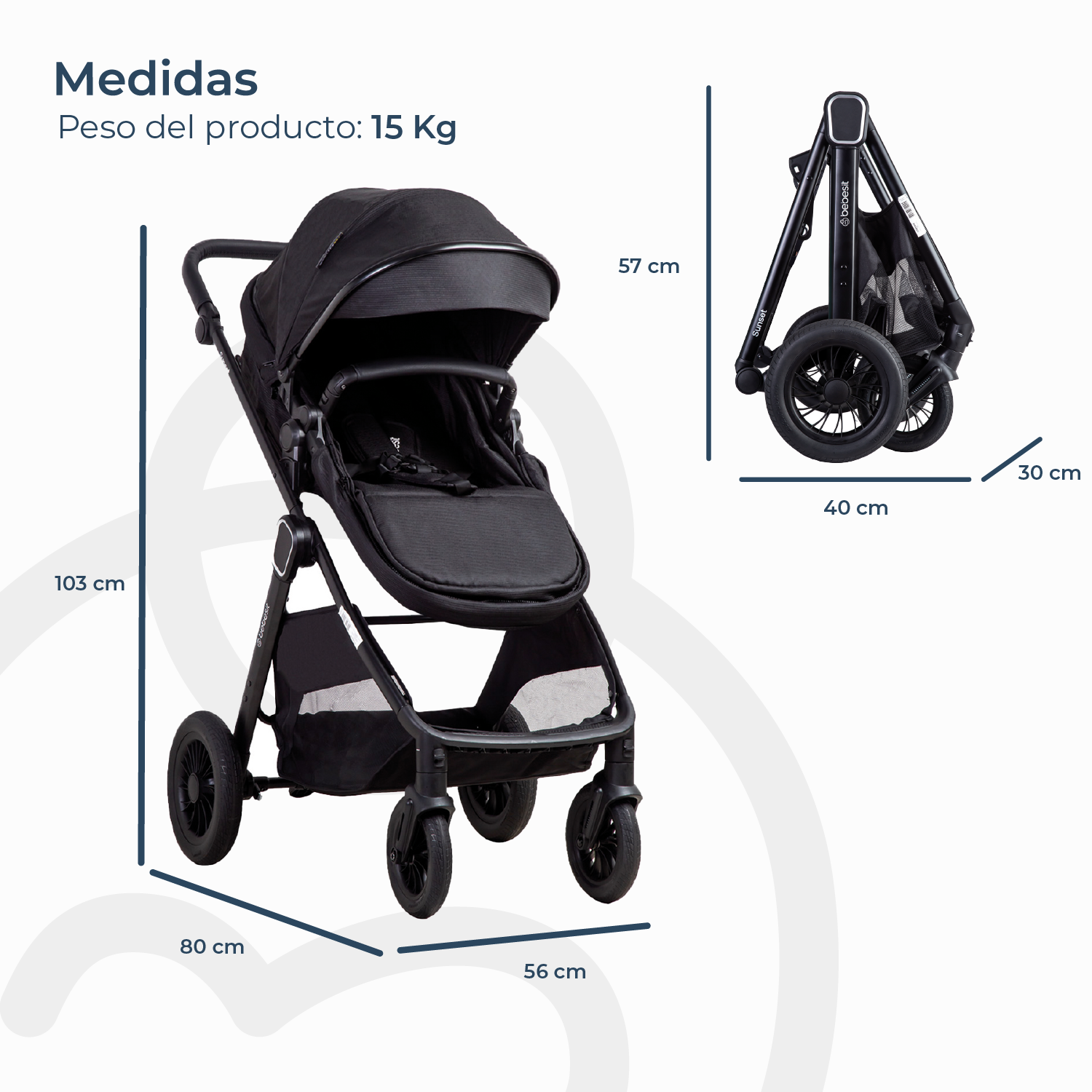 Coche Cuna Travel System Isofix Sunset Premium Negro Bebesit-8