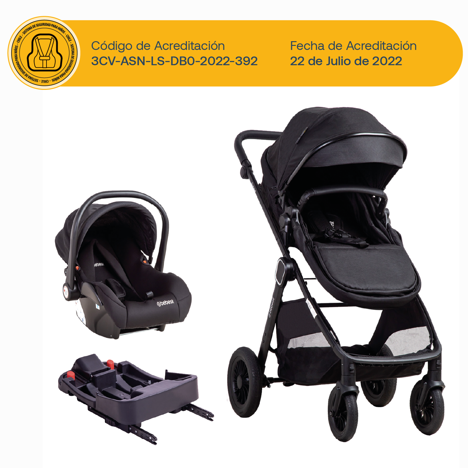 Coche Cuna Travel System Isofix Sunset Premium Negro Bebesit-9
