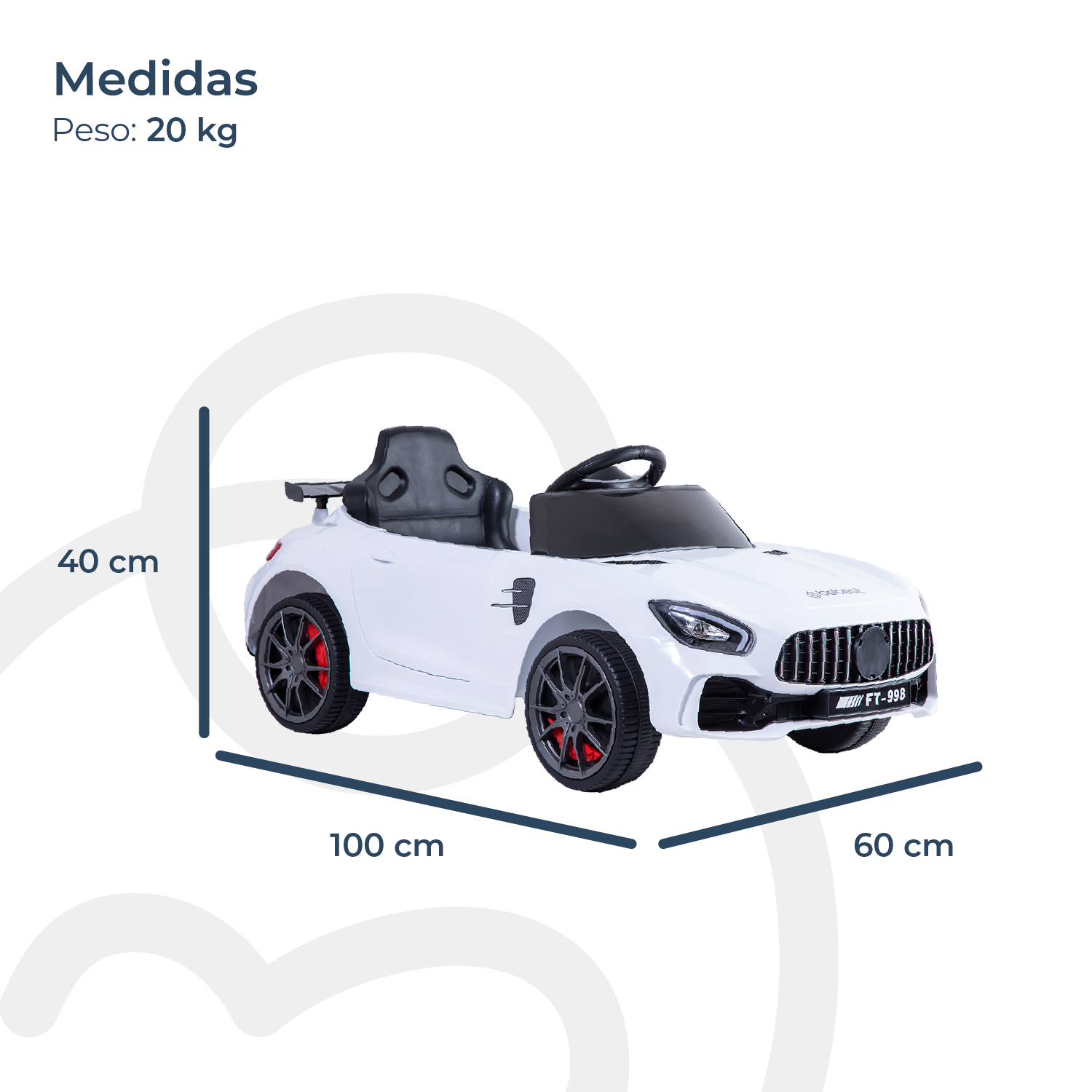Auto a Batería Eléctrico Coupe Blanco Bebesit-5