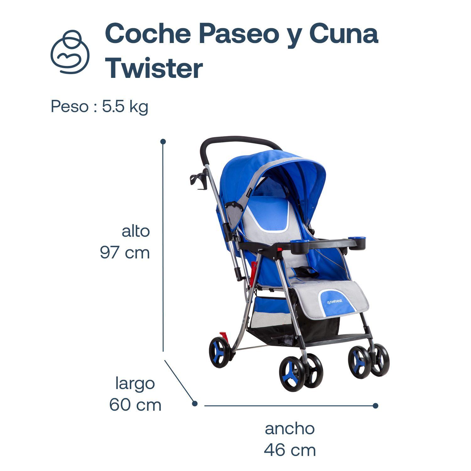 Coche Paseo y Cuna Twister SX Azul-7