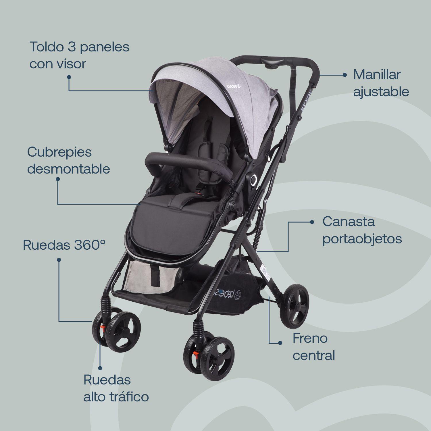 Coche Cuna Travel System Vox Gris-5