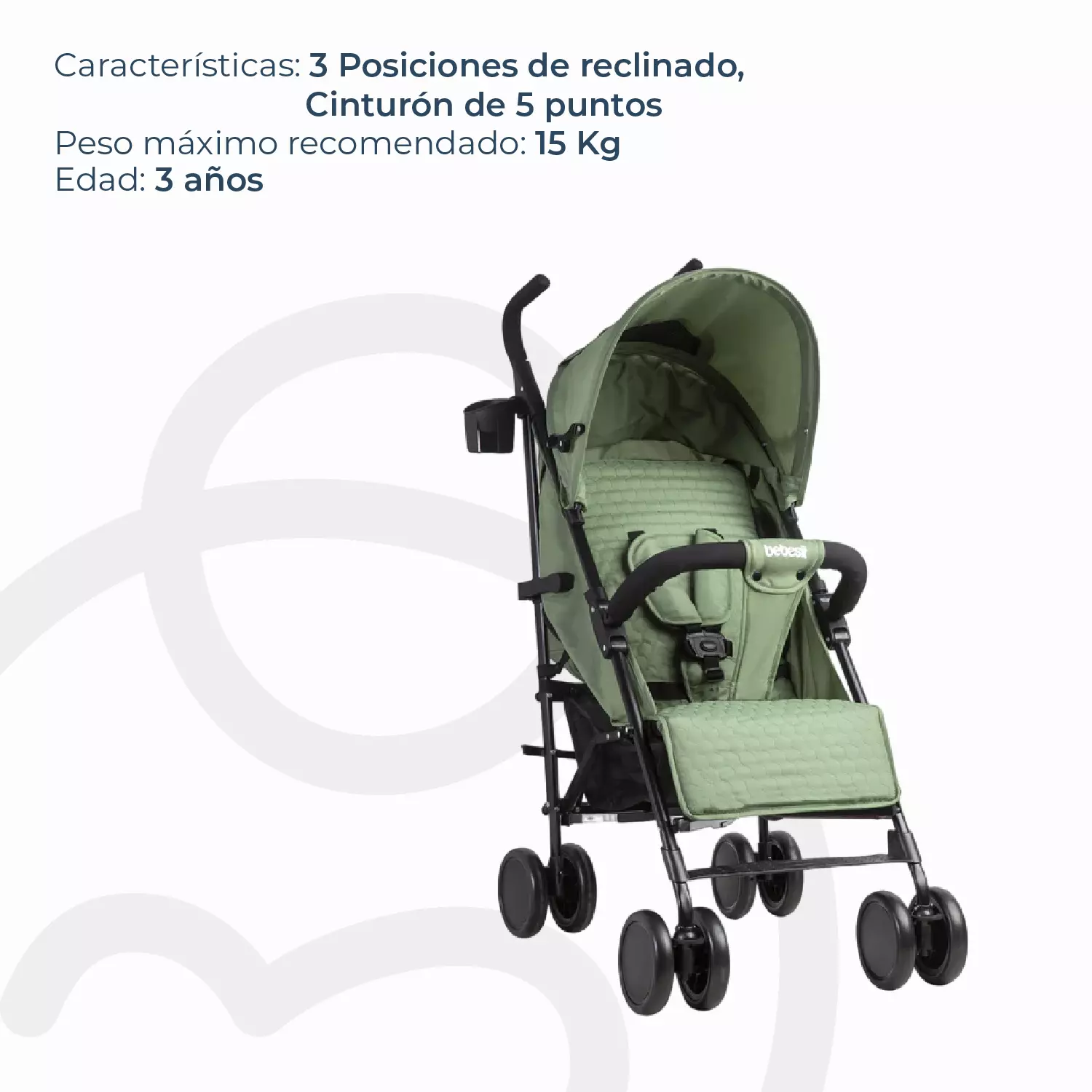 Coche Paragua Kronos Verde Bebesit-5