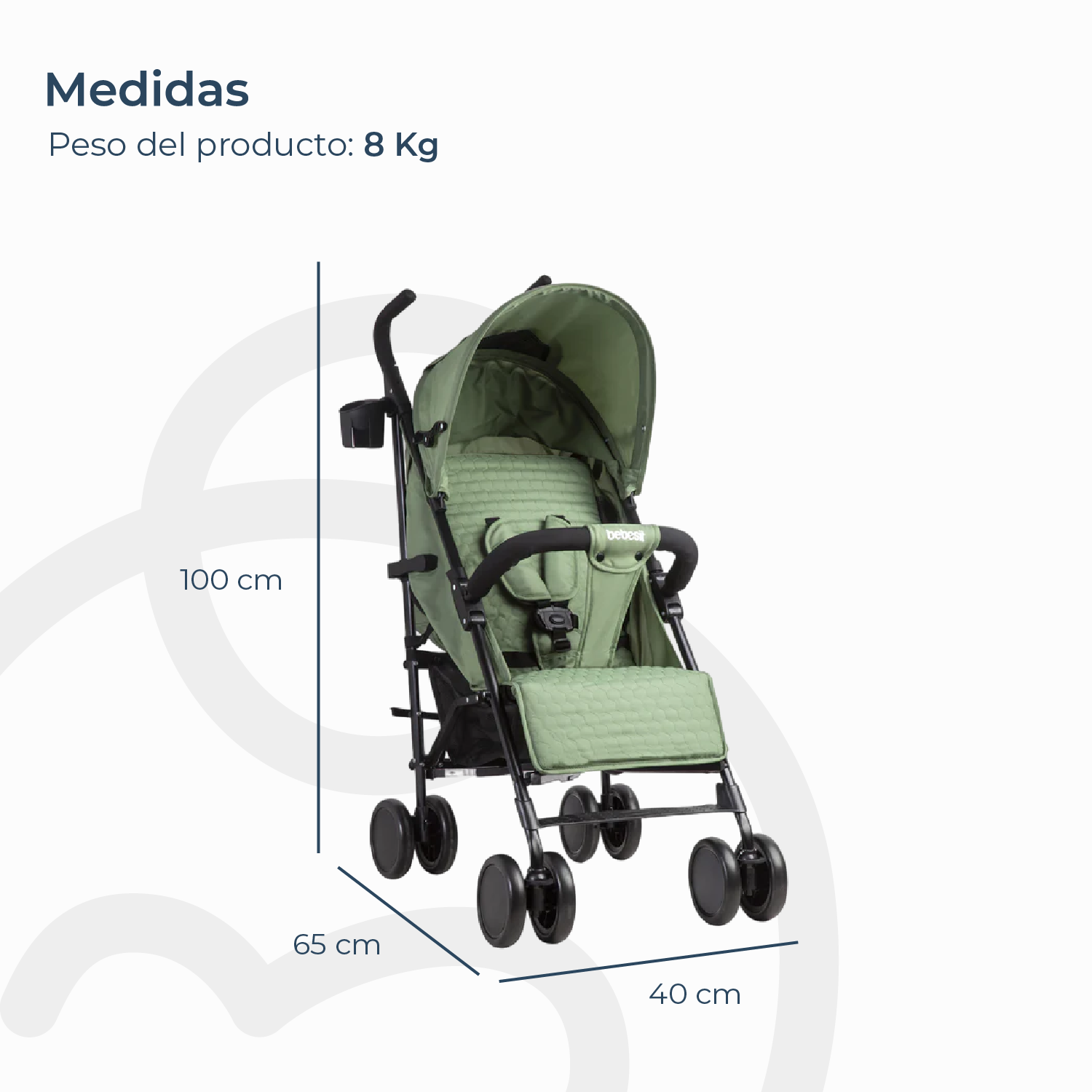 Coche Paragua Kronos Verde Bebesit-7