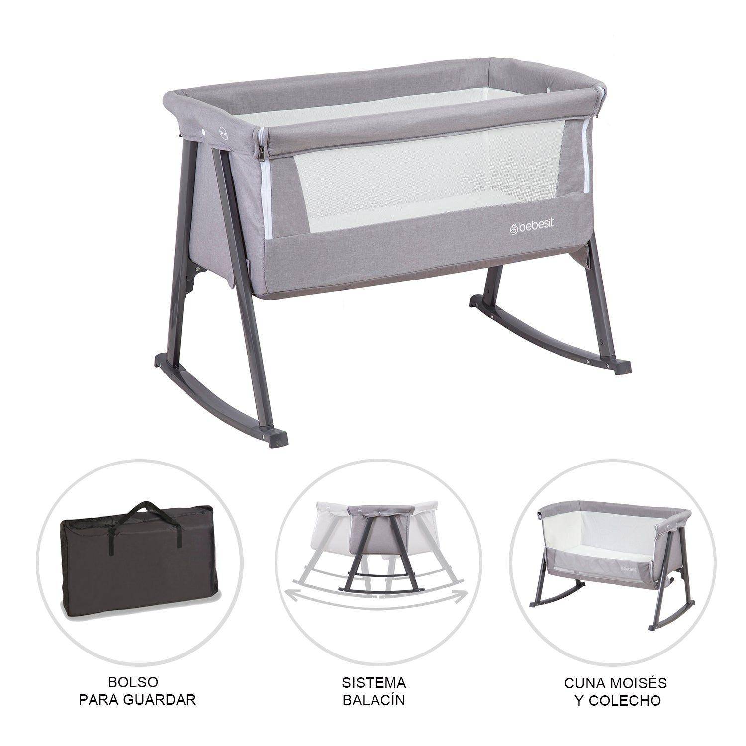 Cuna Colecho Moisés Gris Bebesit-3