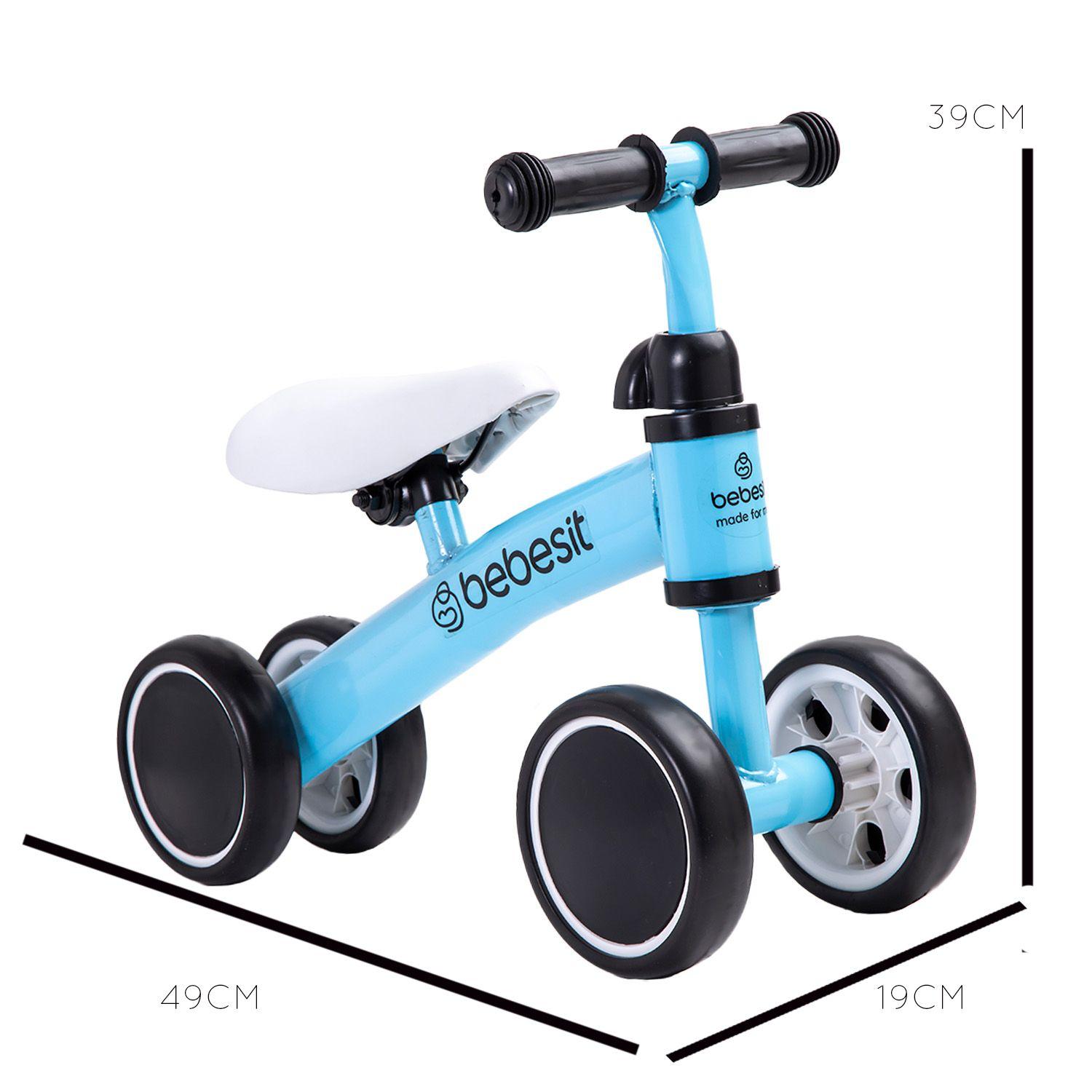 Triciclo Correpasillos Aprendizaje 4 Ruedas XT02 Azul Bebesit-4