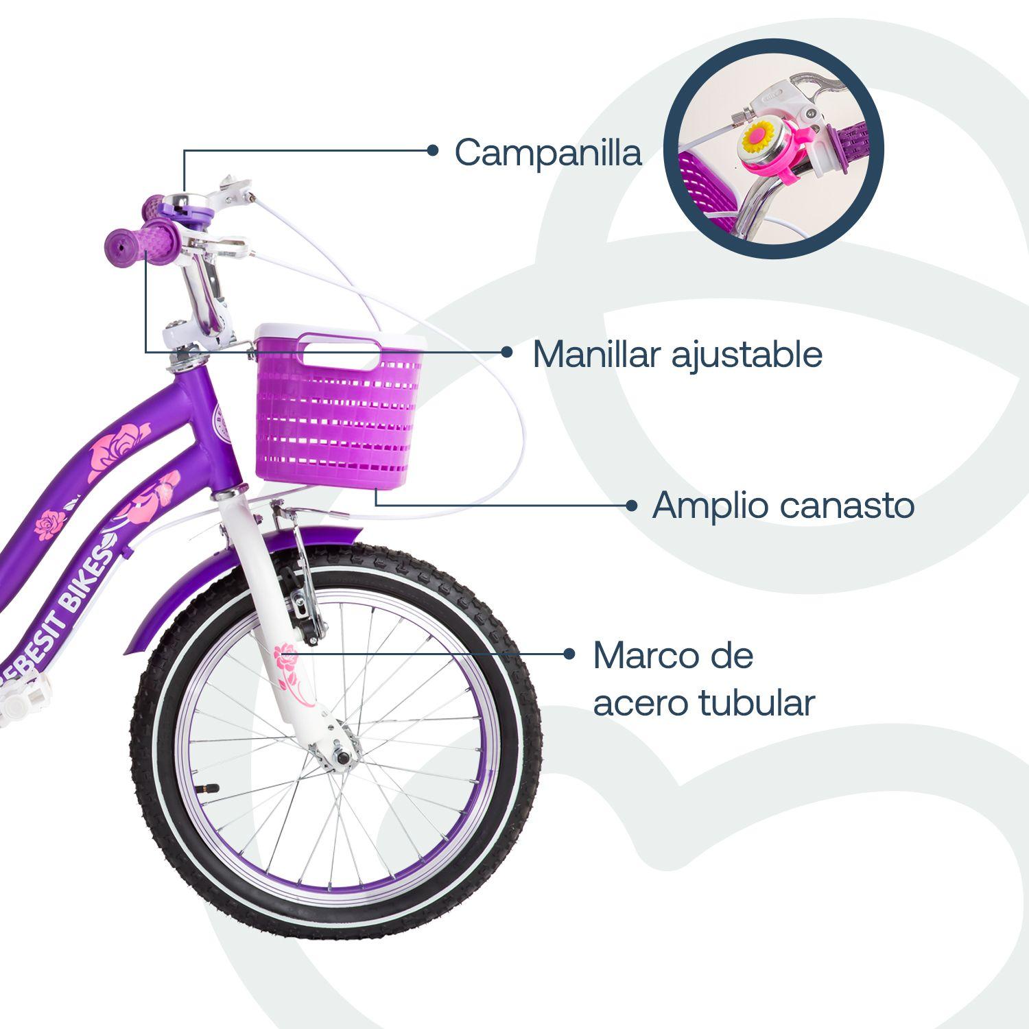 Bicicleta Infantil Queen Aro 16 Morada Bebesit-2