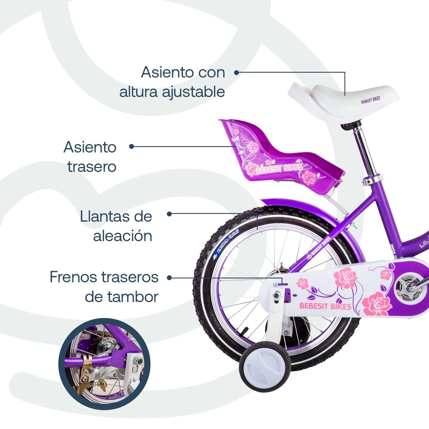 Bicicleta Infantil Queen Aro 16 Morada Bebesit-3