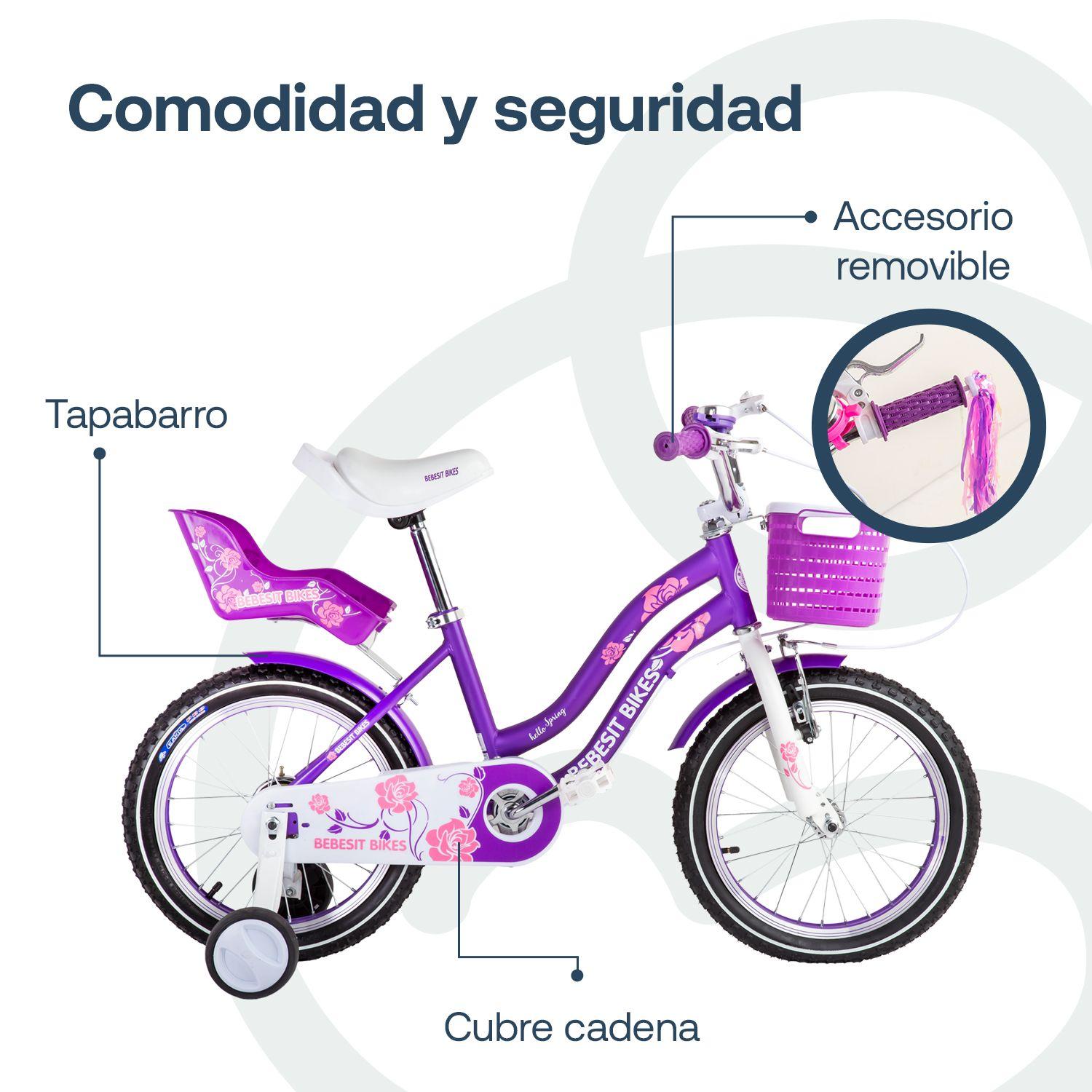 Bicicleta Infantil Queen Aro 16 Morada Bebesit-4