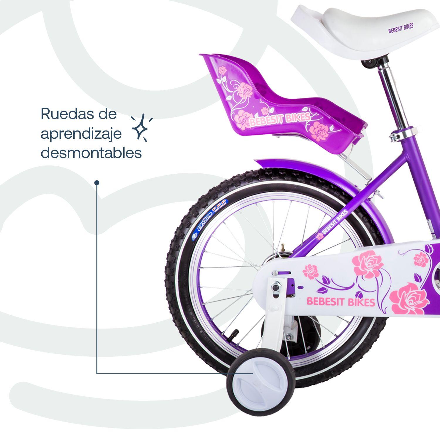 Bicicleta Infantil Queen Aro 16 Morada Bebesit-5
