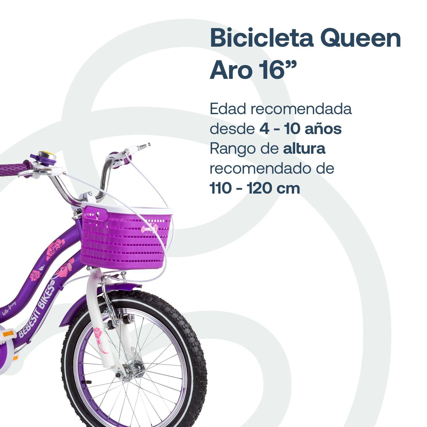 Bicicleta Infantil Queen Aro 16 Morada Bebesit-6