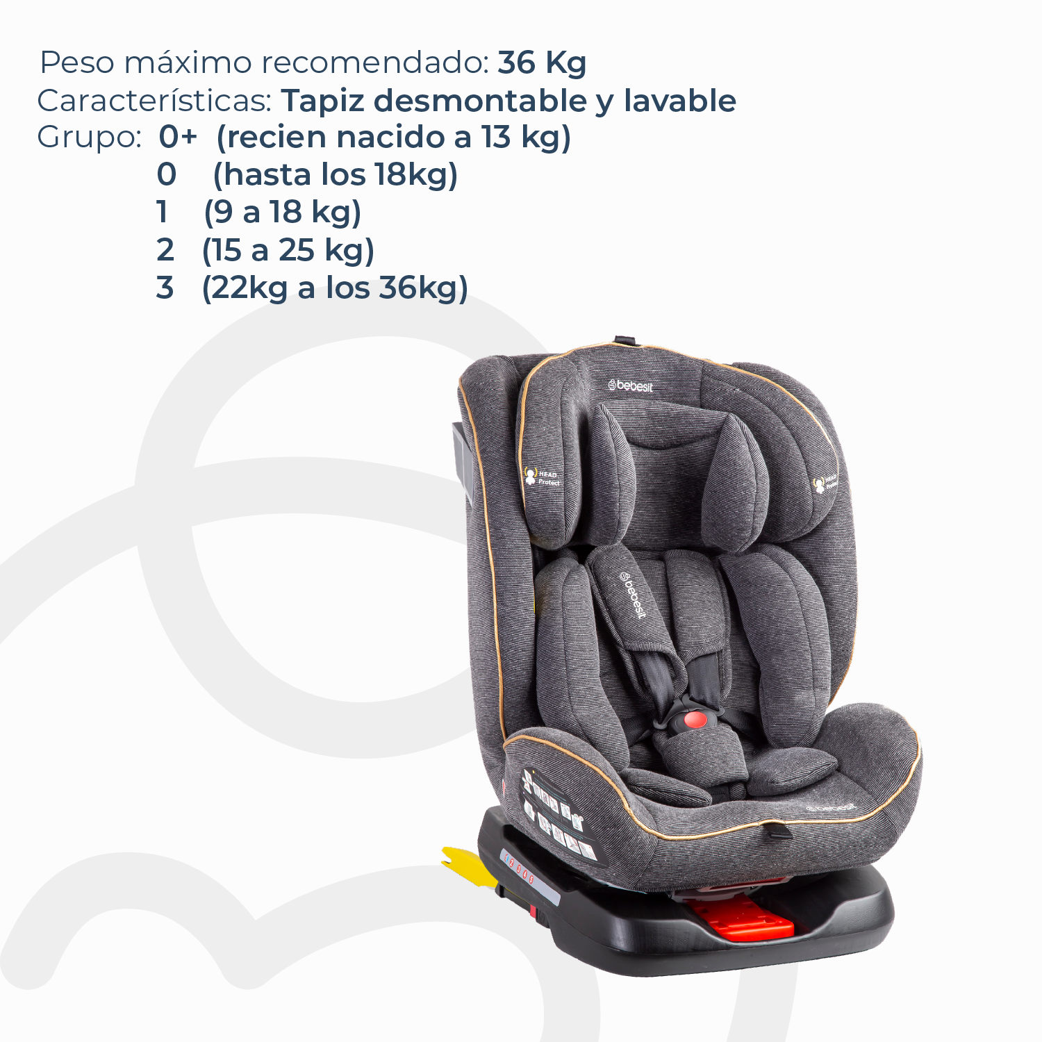Silla de Auto Convertible Supra 360° Gris-2