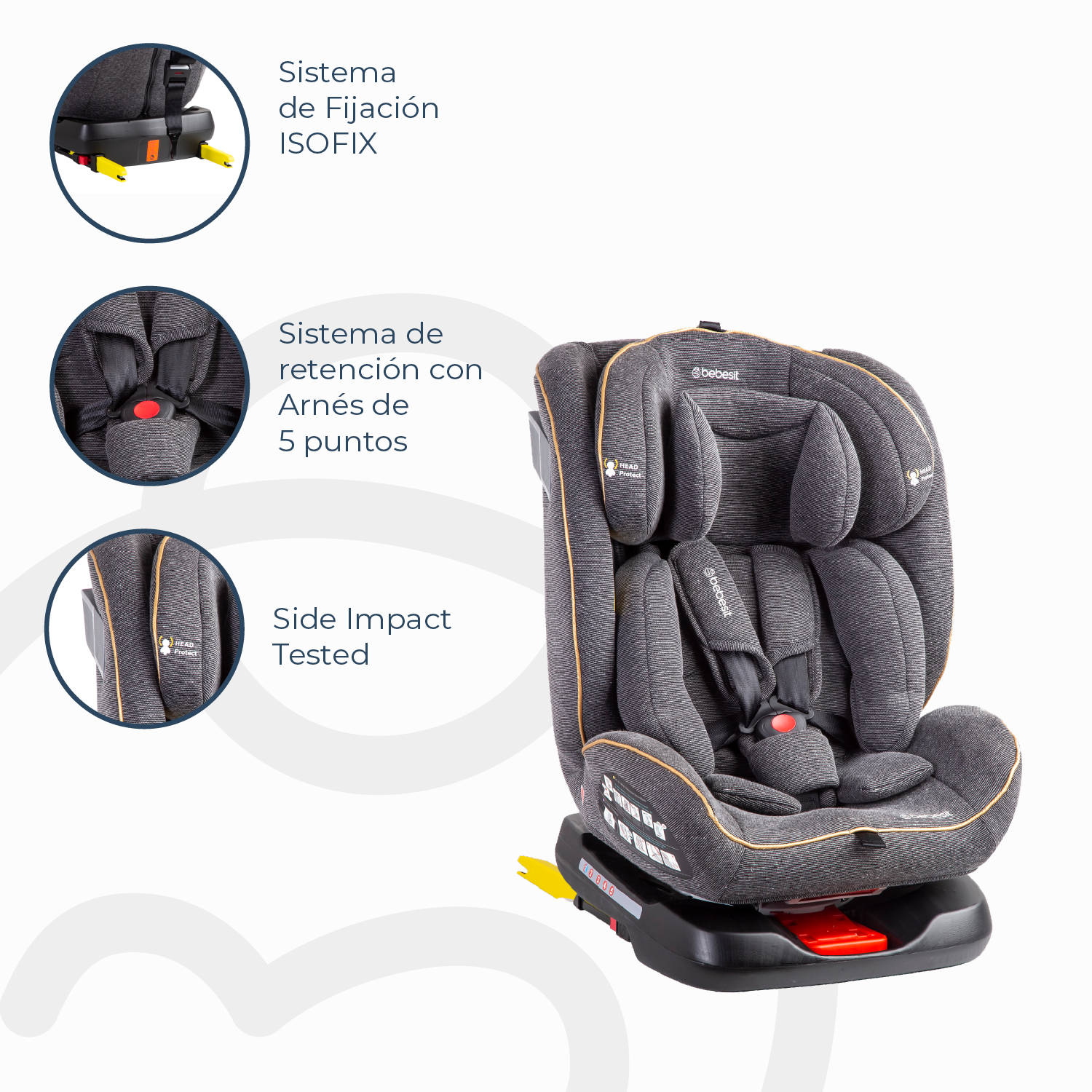 Silla de Auto Convertible Supra 360° Gris-3