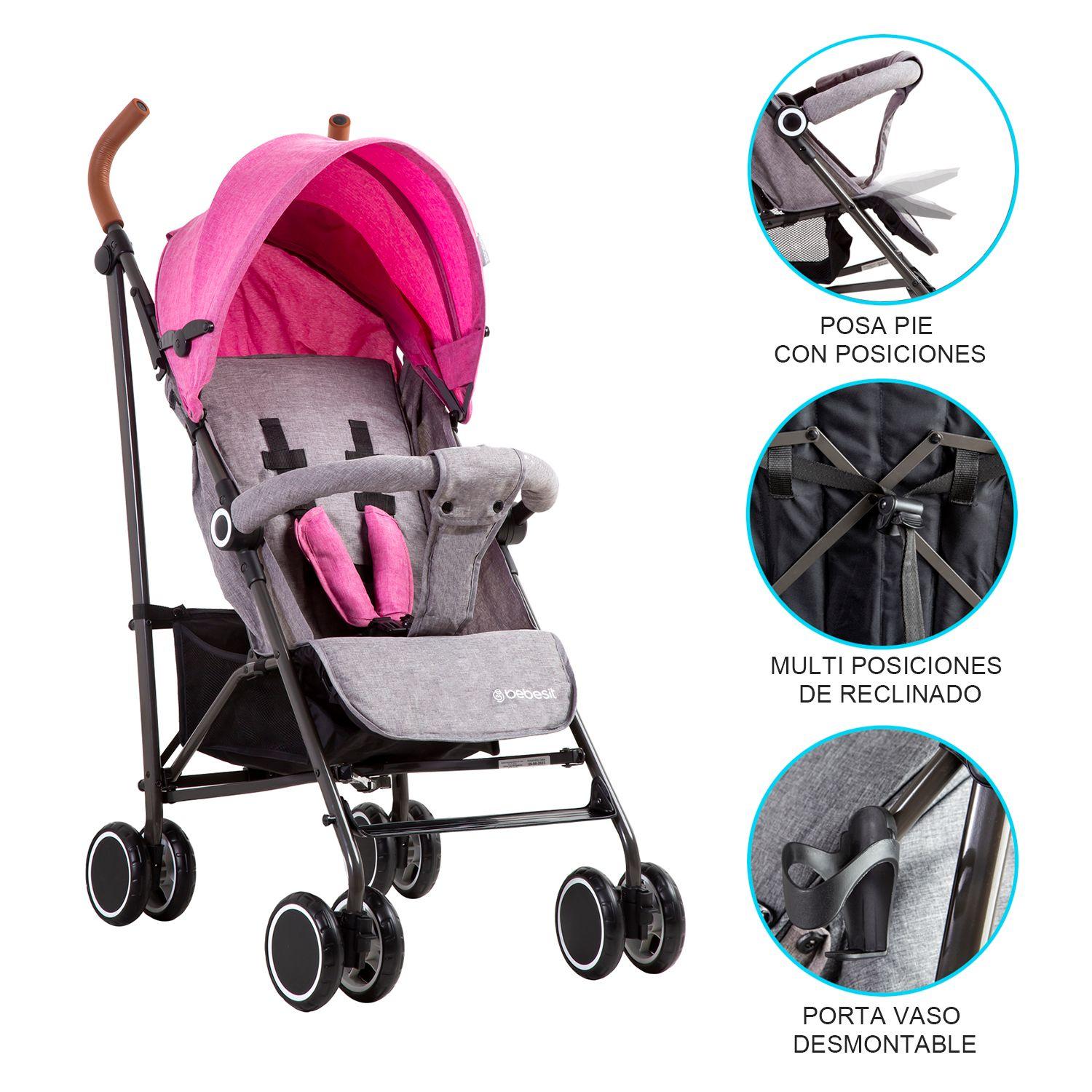 Coche Paragua Clap - Melange Rosado-8