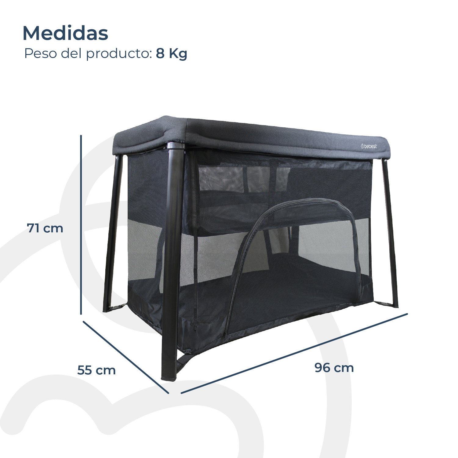 Cuna Corral 3 en 1 Eclipse Safe & Sleep Negro Bebesit-6