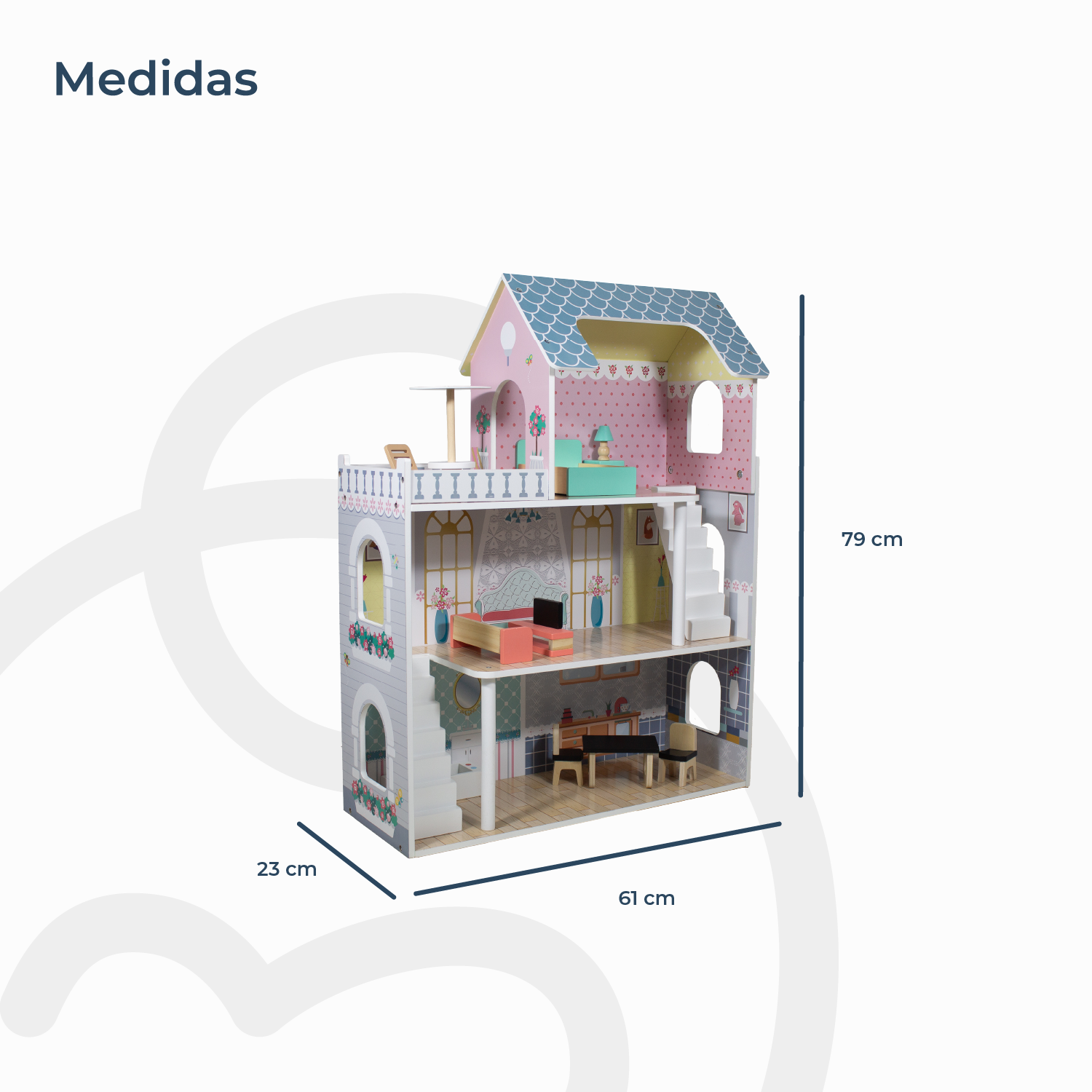 Casa de Muñecas + Muebles Madera Montessori Princesas-7