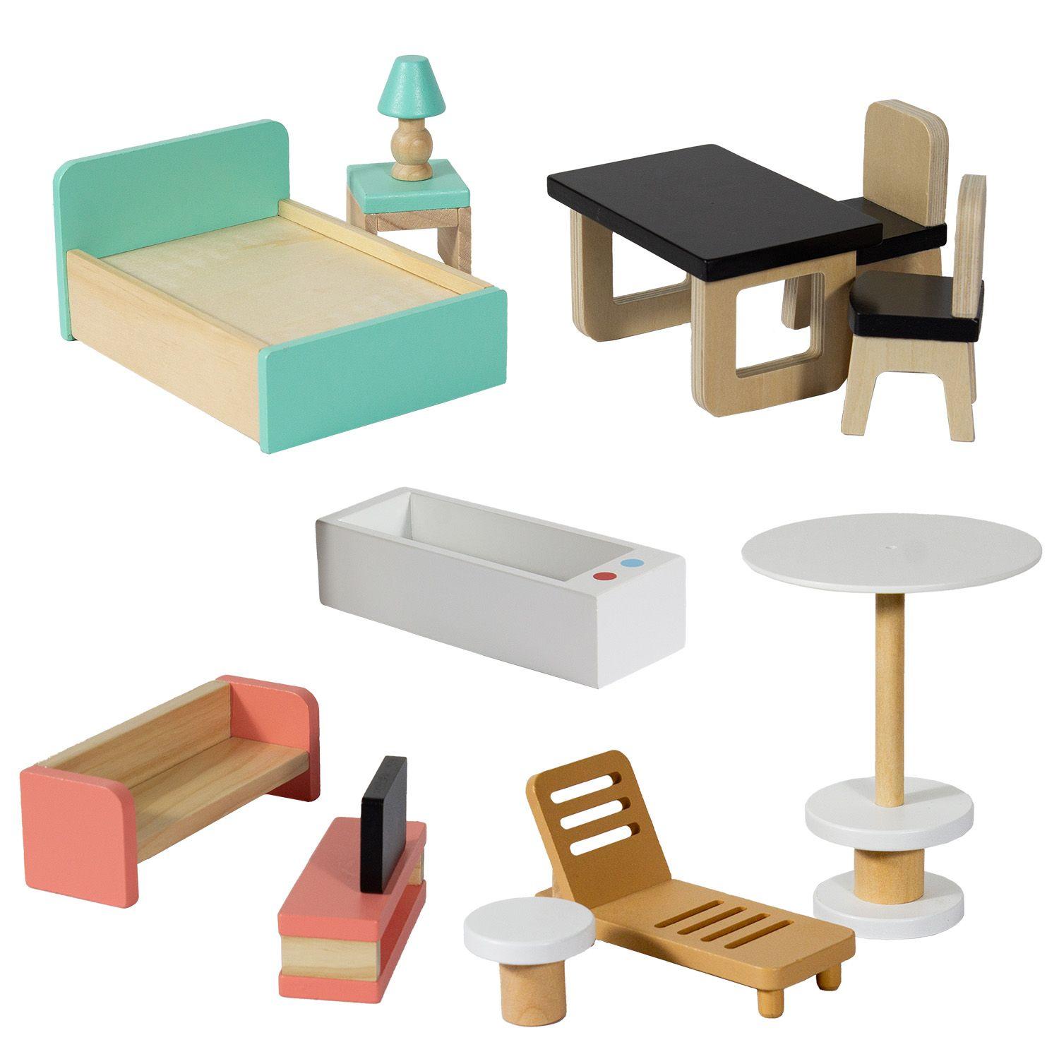 Casa de Muñecas + Muebles Madera Montessori Princesas-7