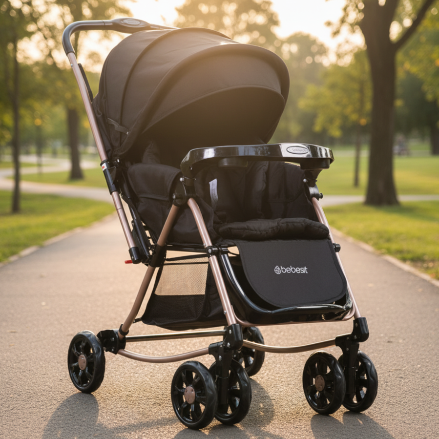 Coche Cuna Balancin SX Negro Dorado Bebesit-1