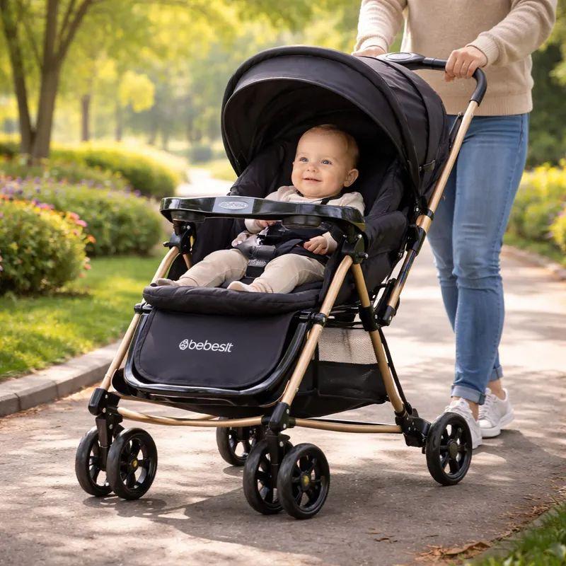 Coche Cuna Balancin SX Negro Dorado Bebesit-6