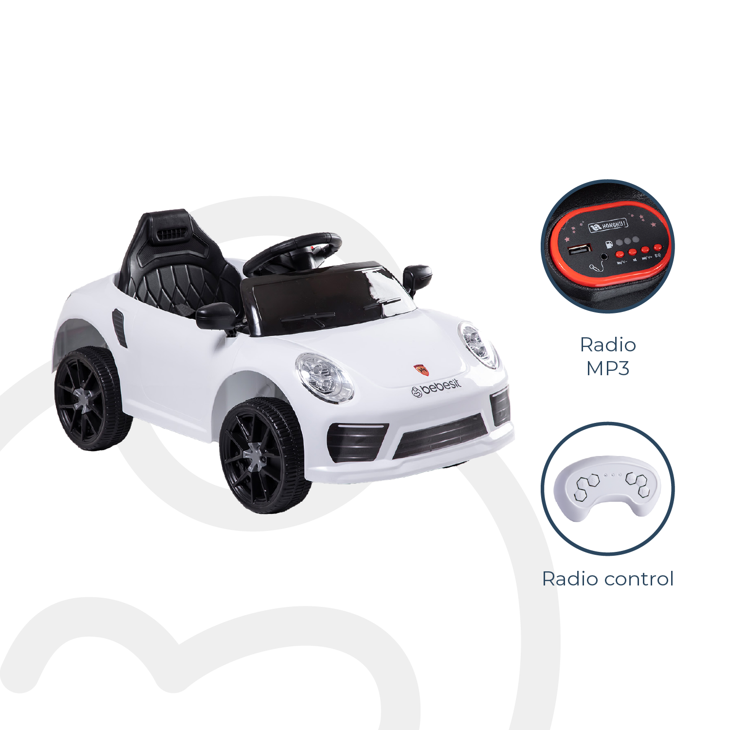 Auto Deportivo Eléctrico Race Blanco Bebesit-7