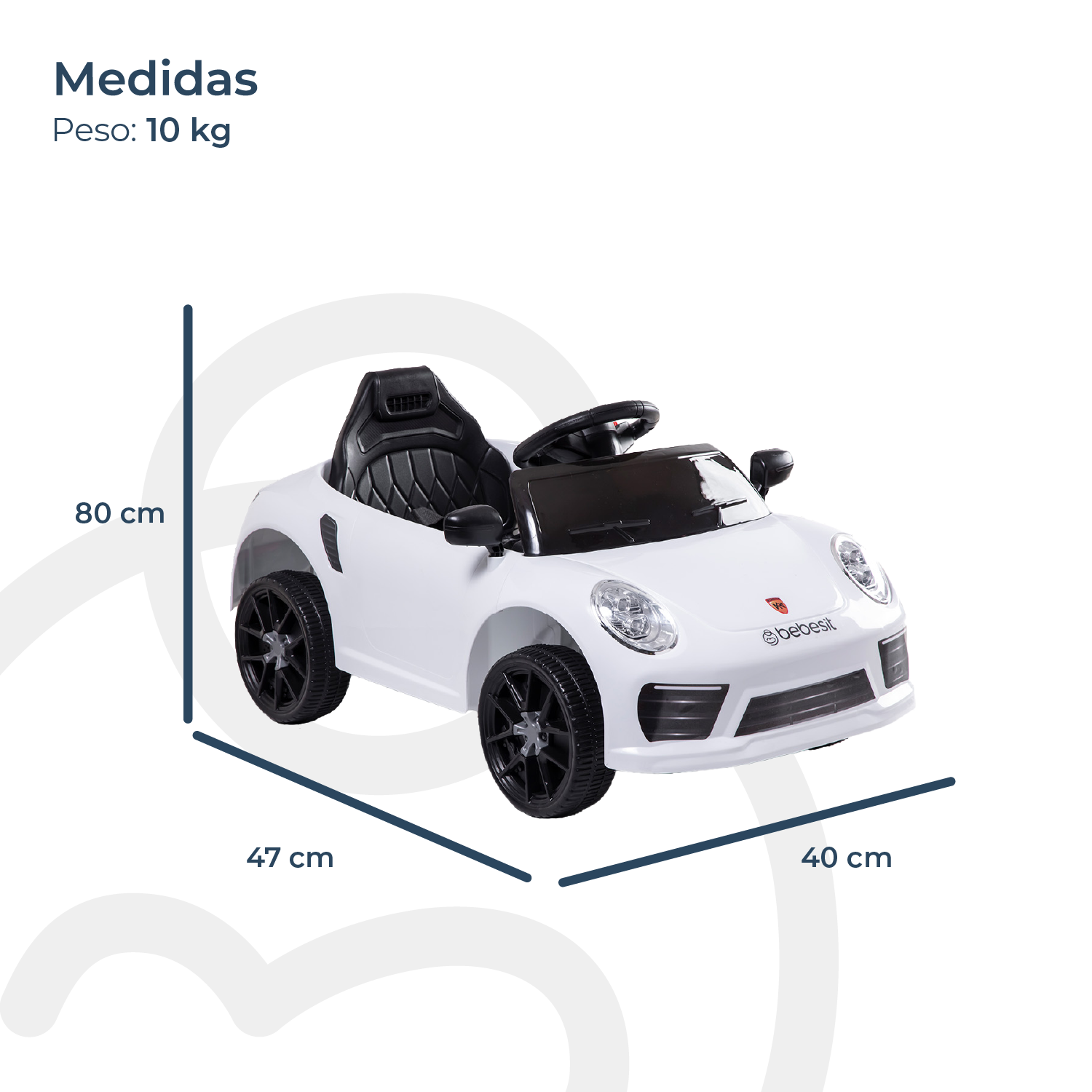 Auto Deportivo Eléctrico Race Blanco Bebesit-8