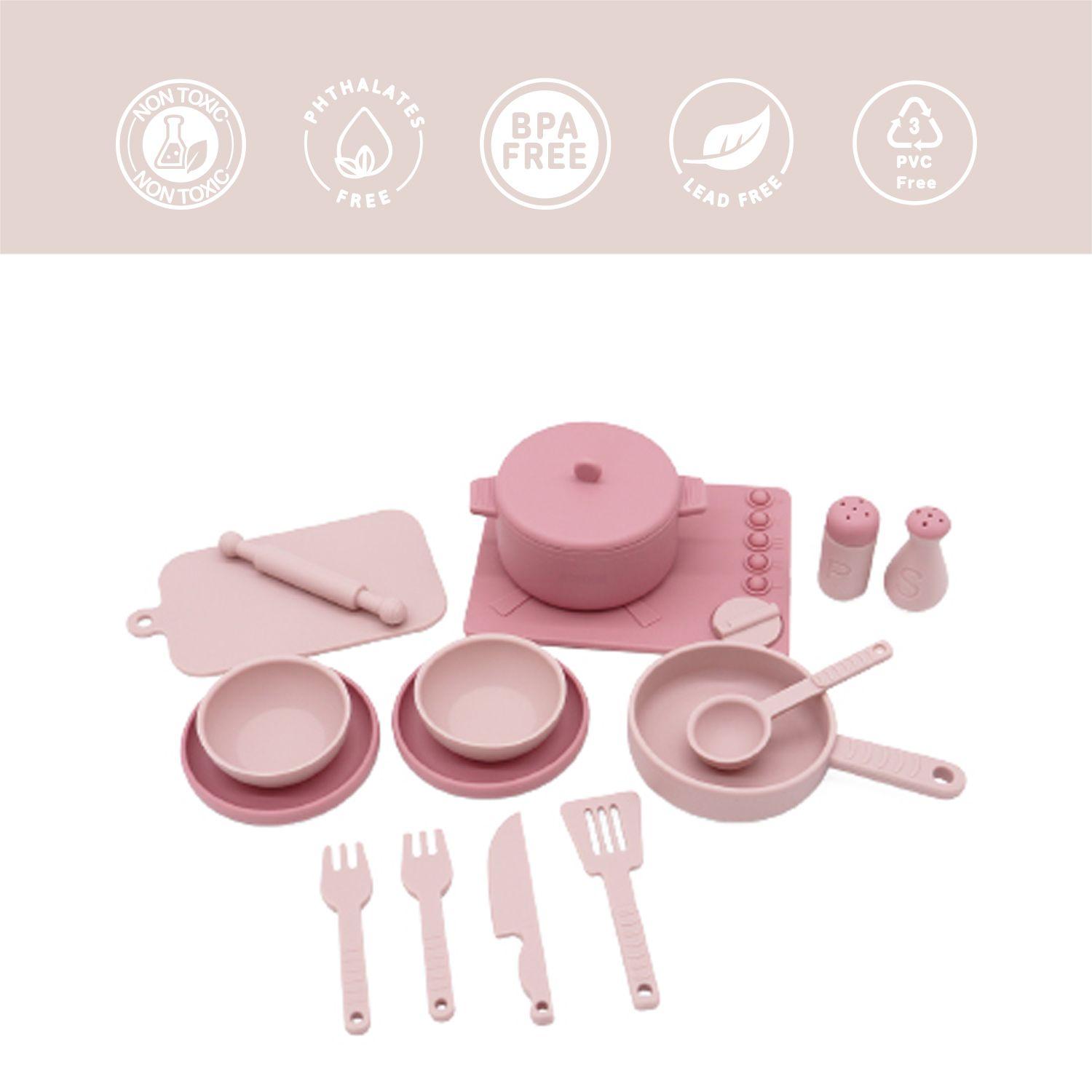 Cocina de Juguete Montessori Silicona Rosada-4