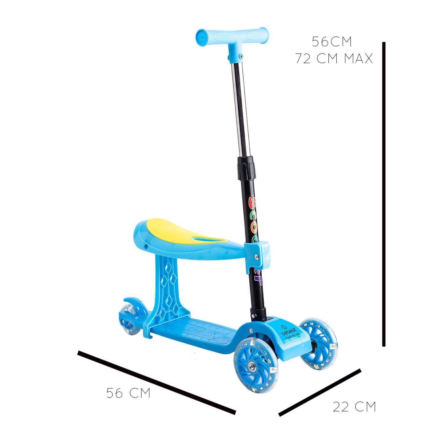 Scooter Monopatín 2 en 1 con Asiento Niño Plegable XT04 Azul-7