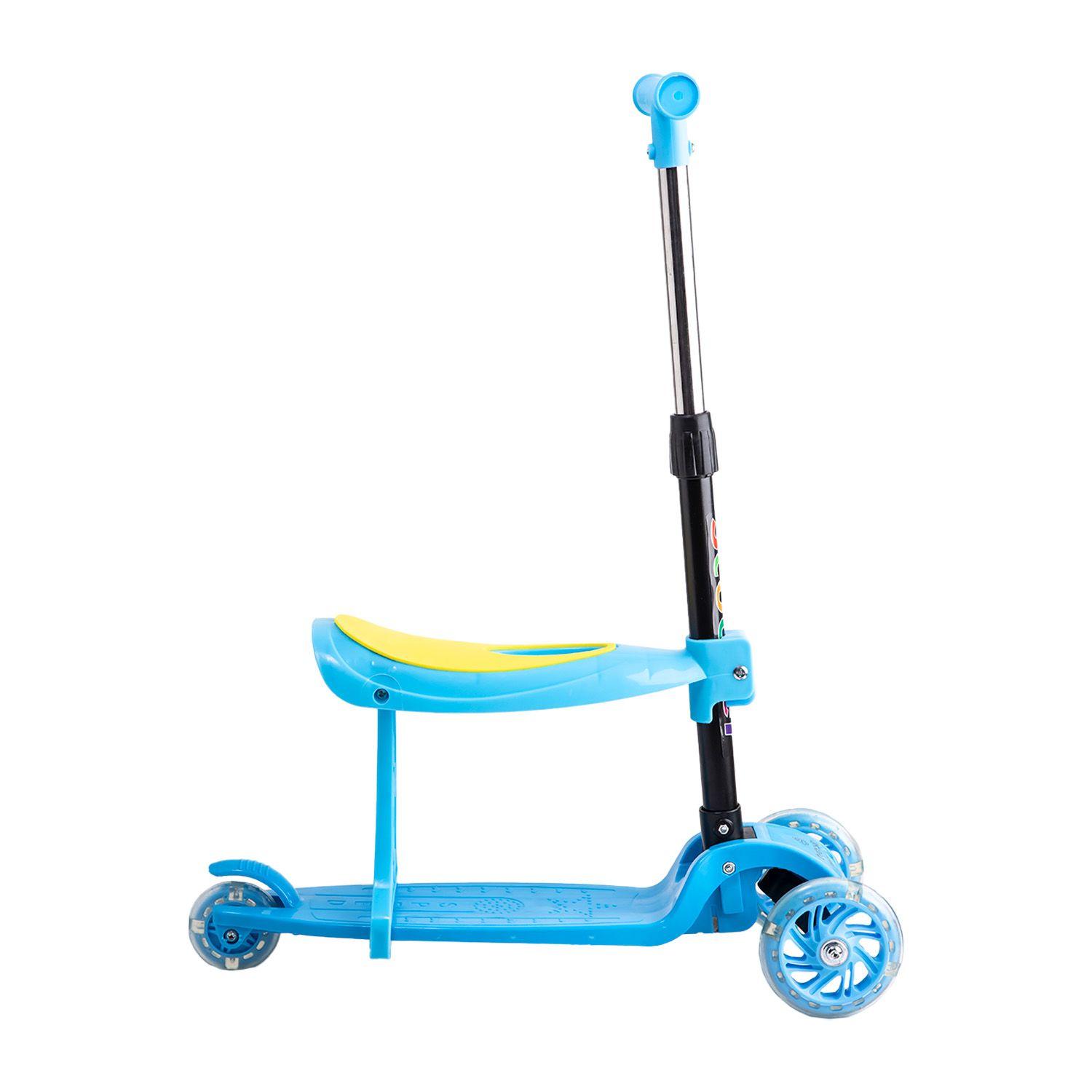 Scooter Monopatín 2 en 1 con Asiento Niño Plegable XT04 Azul-3