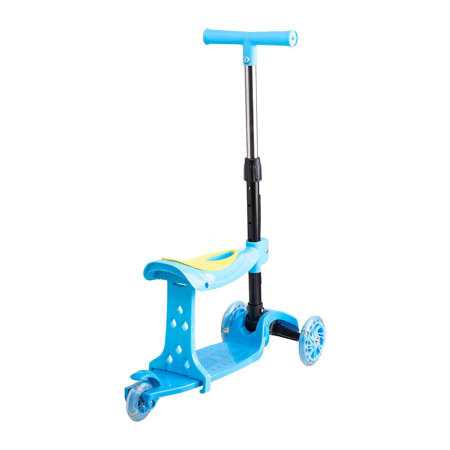 Scooter Monopatín 2 en 1 con Asiento Niño Plegable XT04 Azul-4