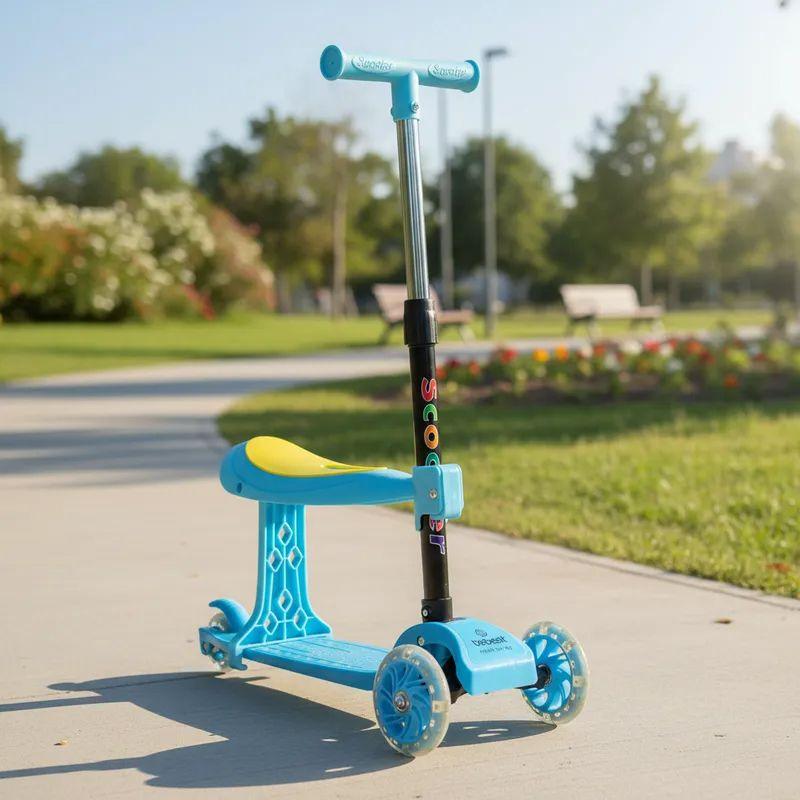 Scooter Monopatín 2 en 1 con Asiento Niño Plegable XT04 Azul-7