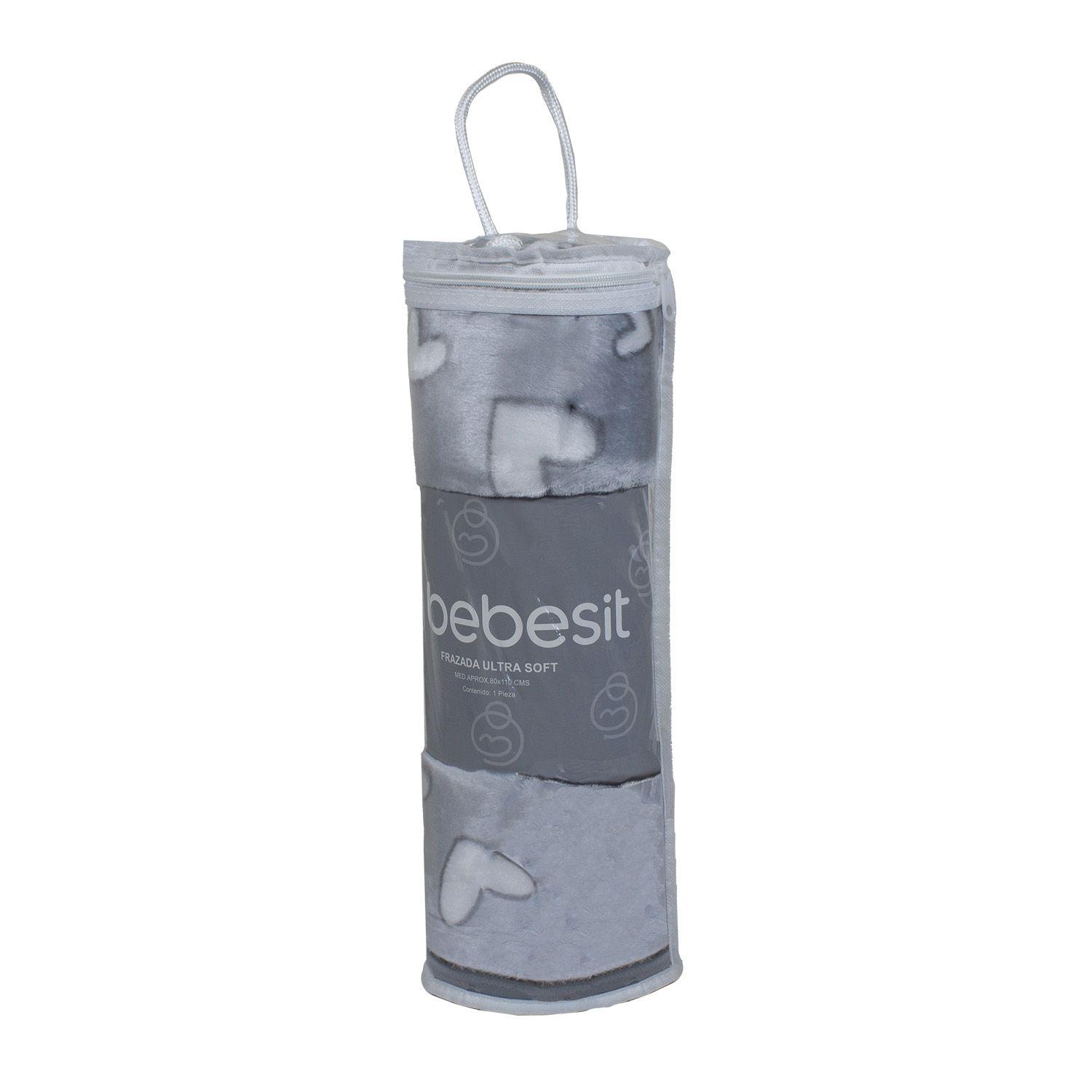 Frazada Ultra Soft Corazones 80x110cm Gris Bebesit-2