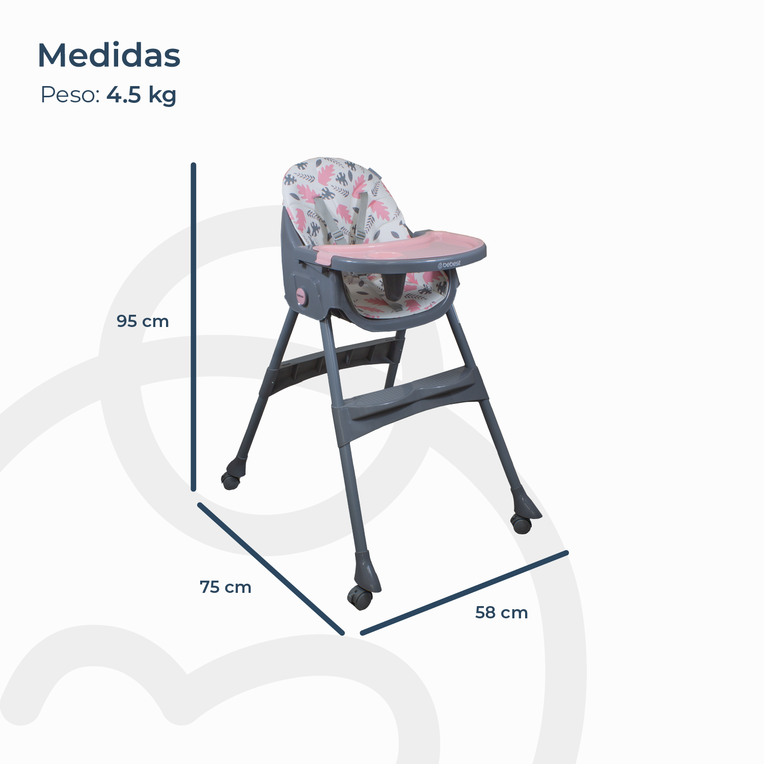 Silla de Comer Steps Rosada Bebesit-6