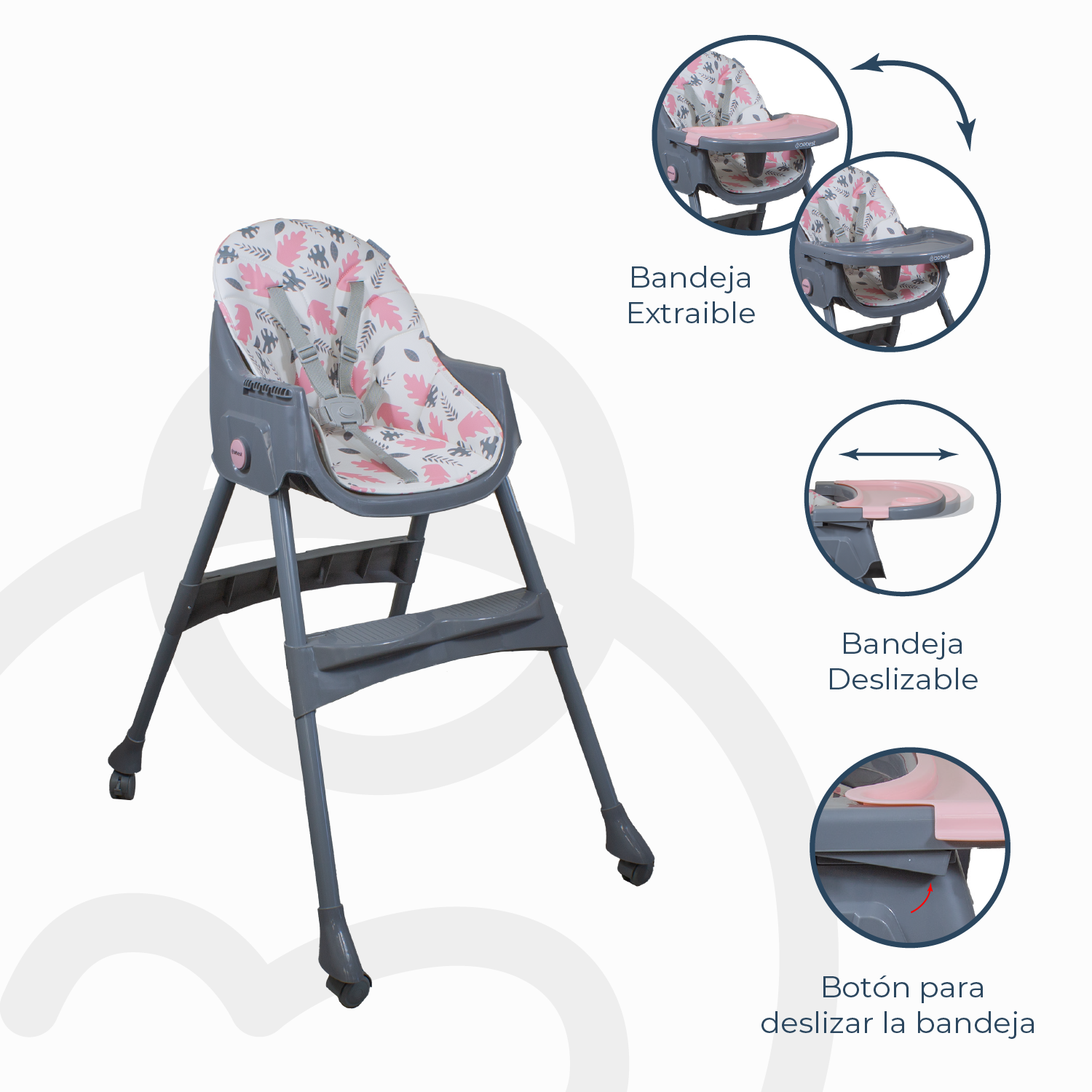 Silla de Comer Steps Rosada Bebesit-8
