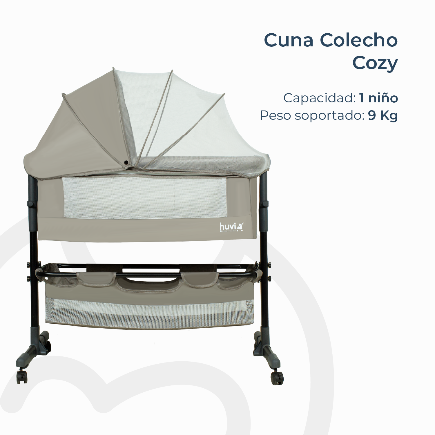 Cuna Colecho Cozy con Colchón Mosquitero Canasto Beige Huvi-2