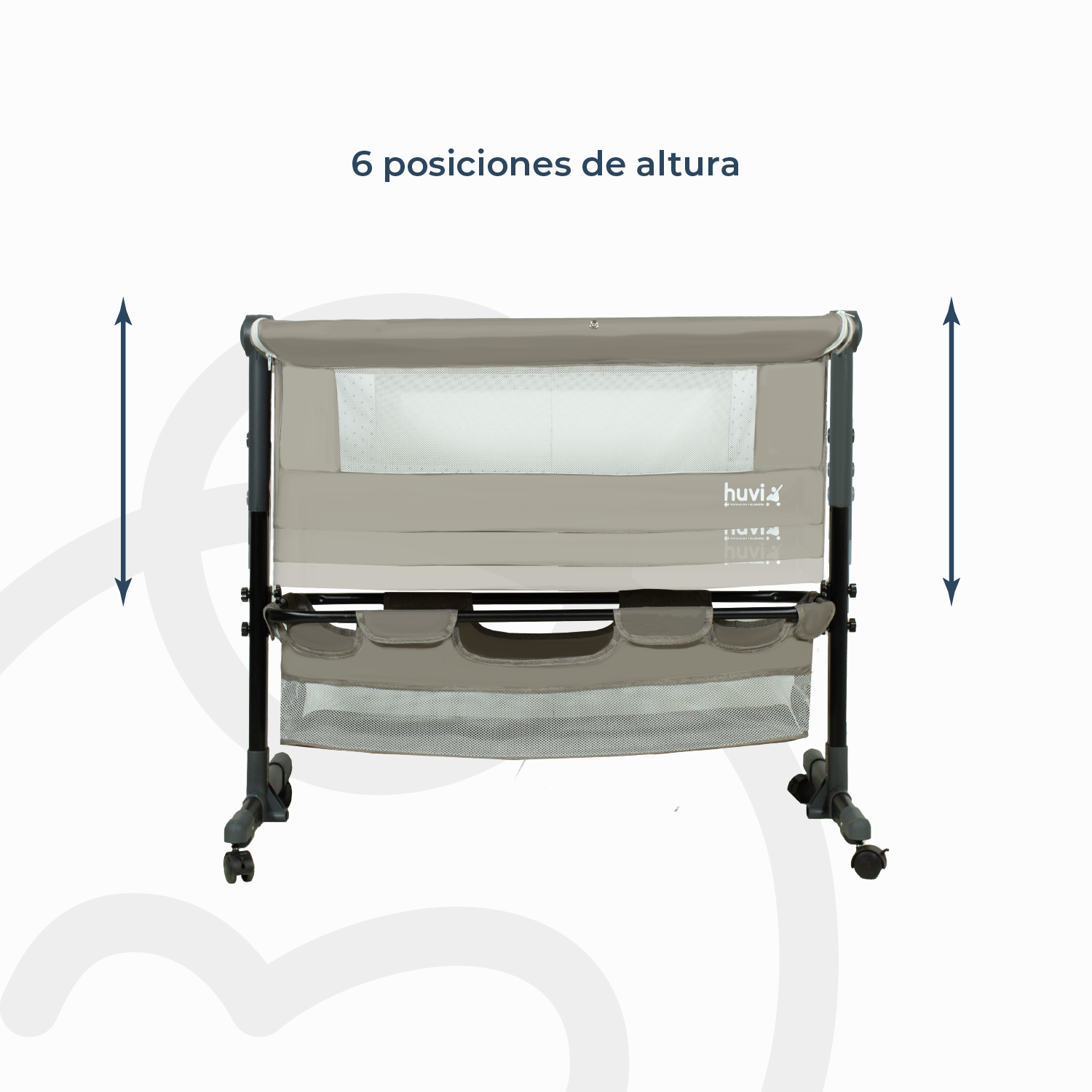 Cuna Colecho Cozy con Colchón Mosquitero Canasto Beige Huvi-4