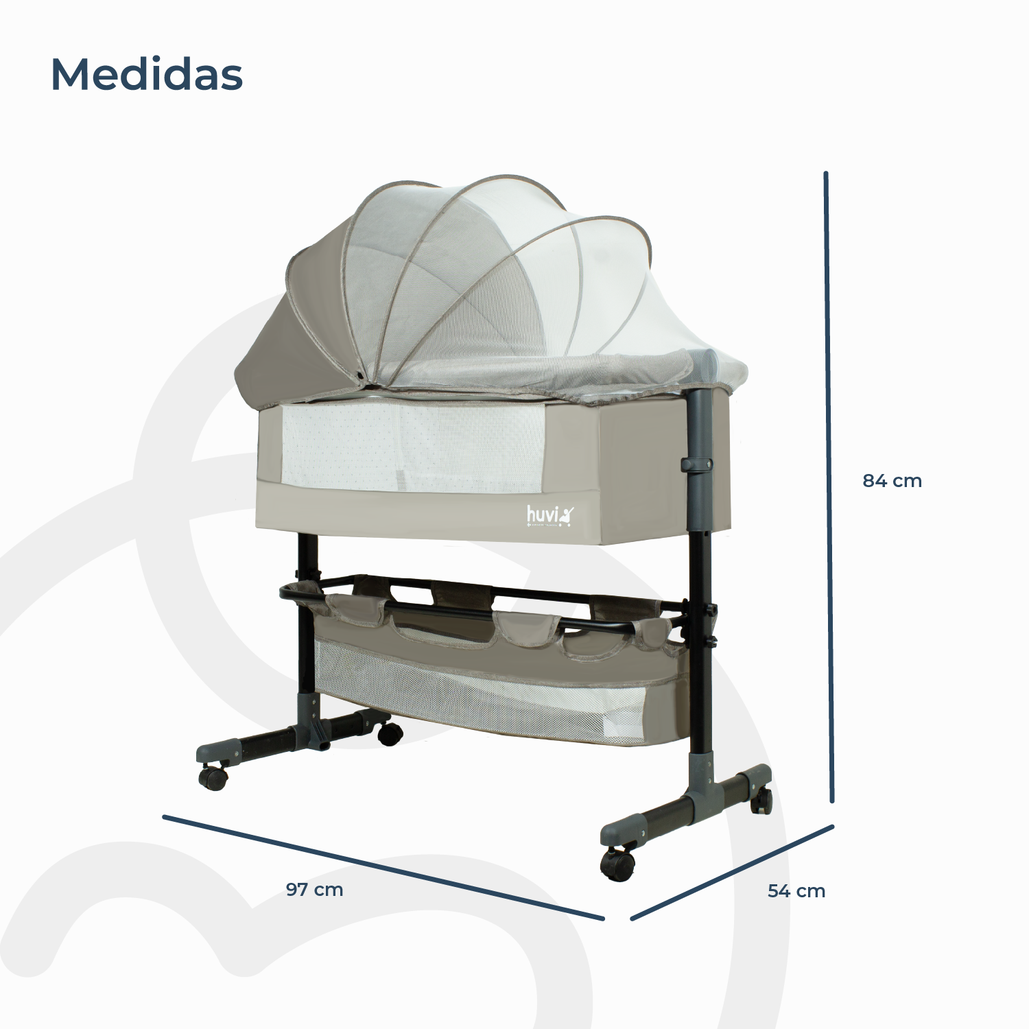 Cuna Colecho Cozy con Colchón Mosquitero Canasto Beige Huvi-8