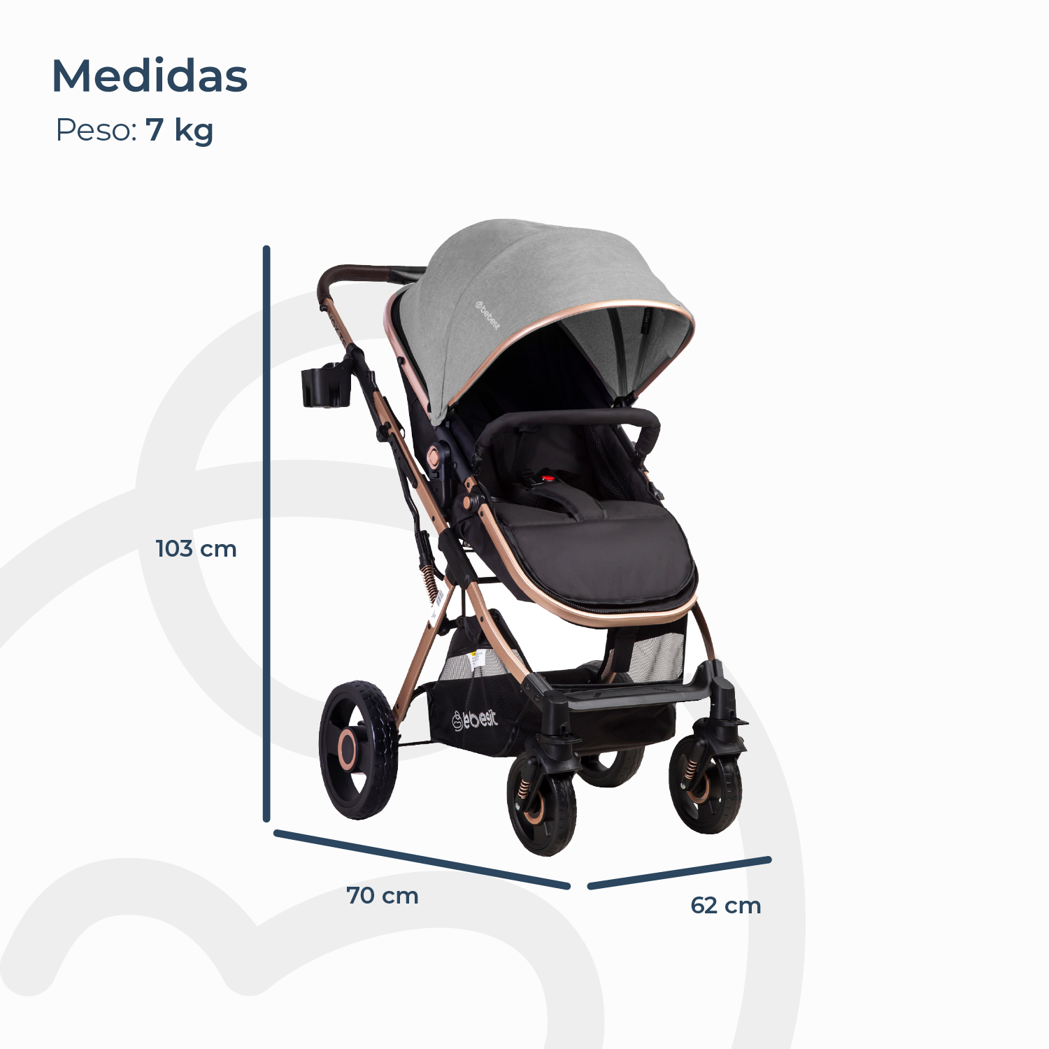 Coche Cuna Paseo Vox Gold Gris Bebesit-6