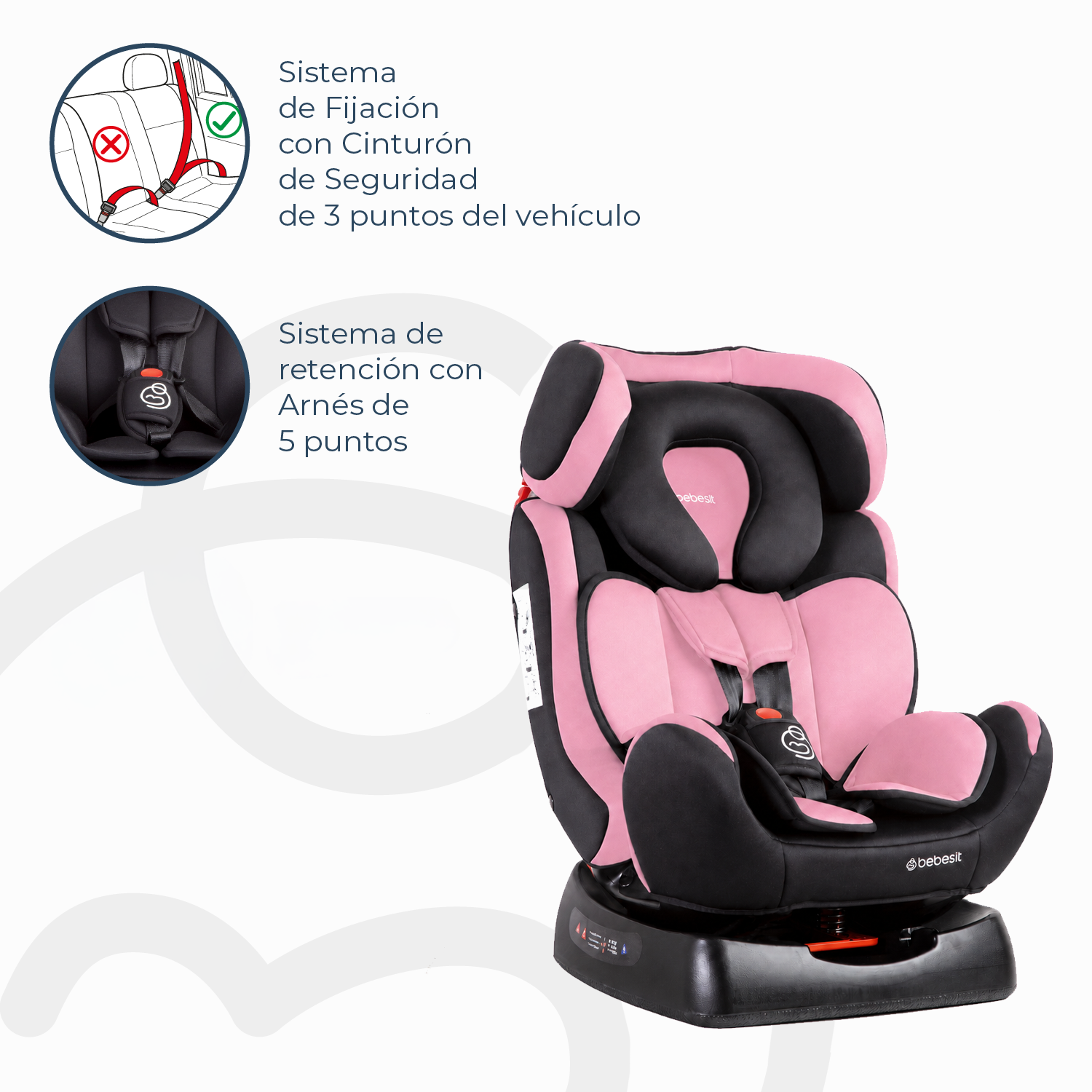 Silla de Auto Orbit Lx Rosada Bebesit-5