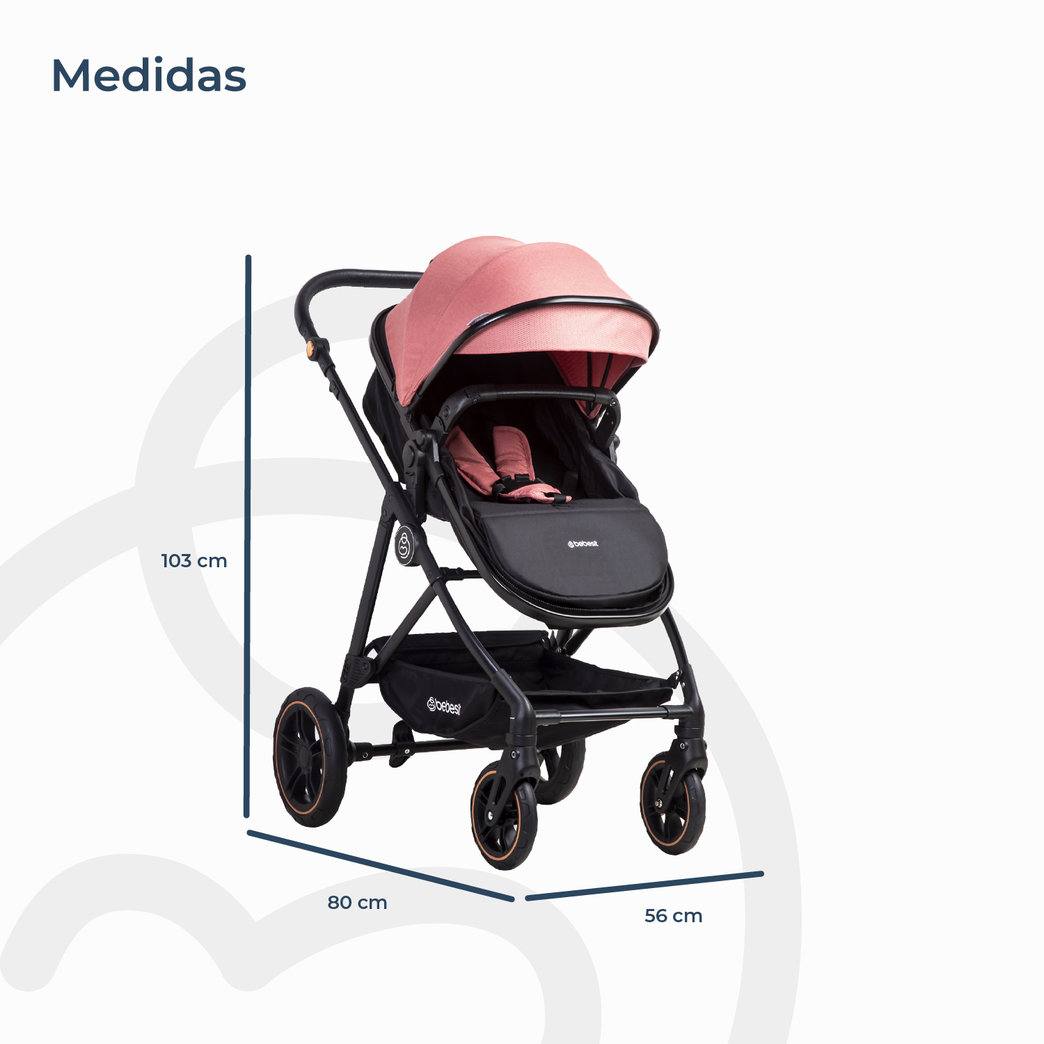 Coche Cuna Paseo Street Rosado Bebesit-9