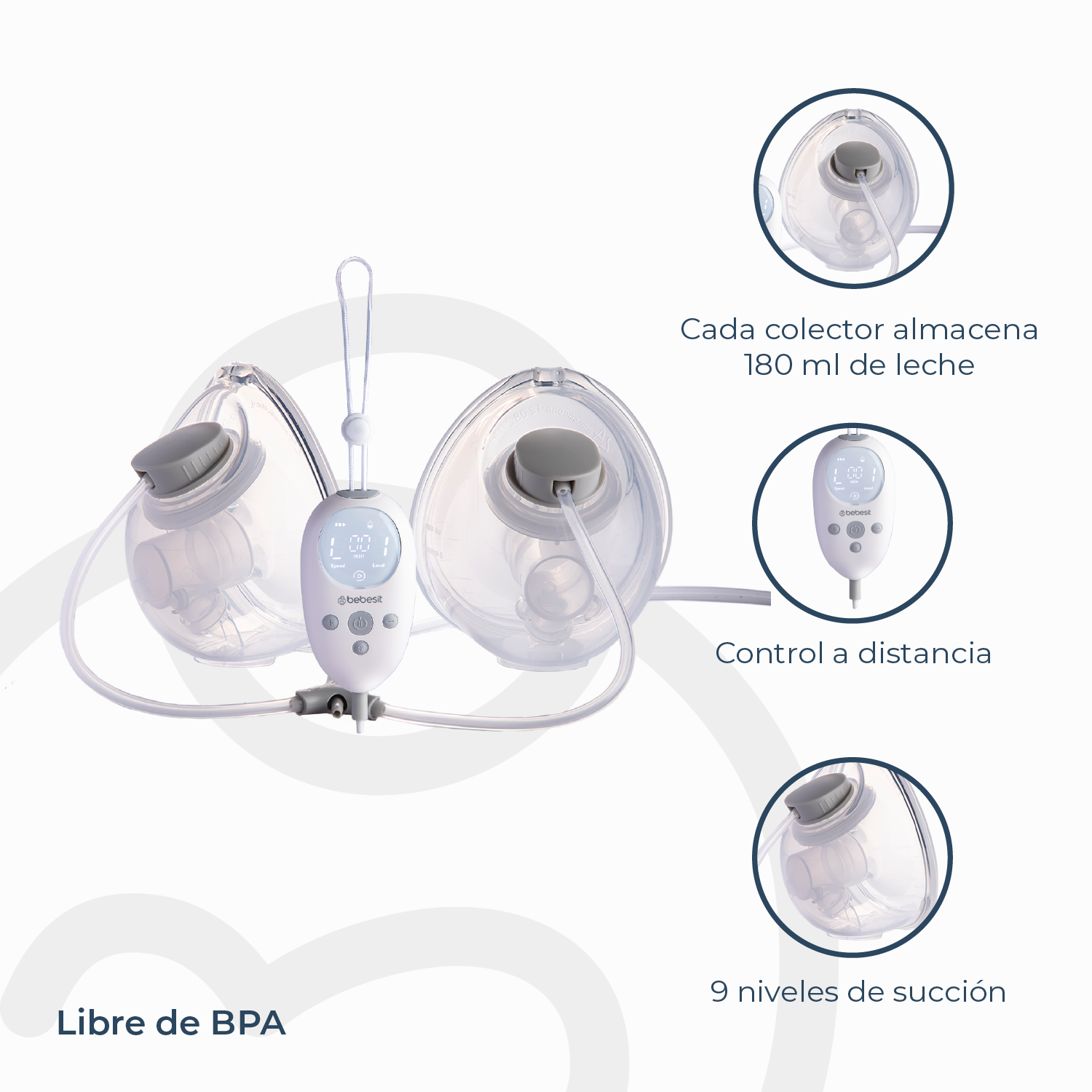 Extractor Leche Eléctrico Doble Manos Libres + 10 Bolsas-6