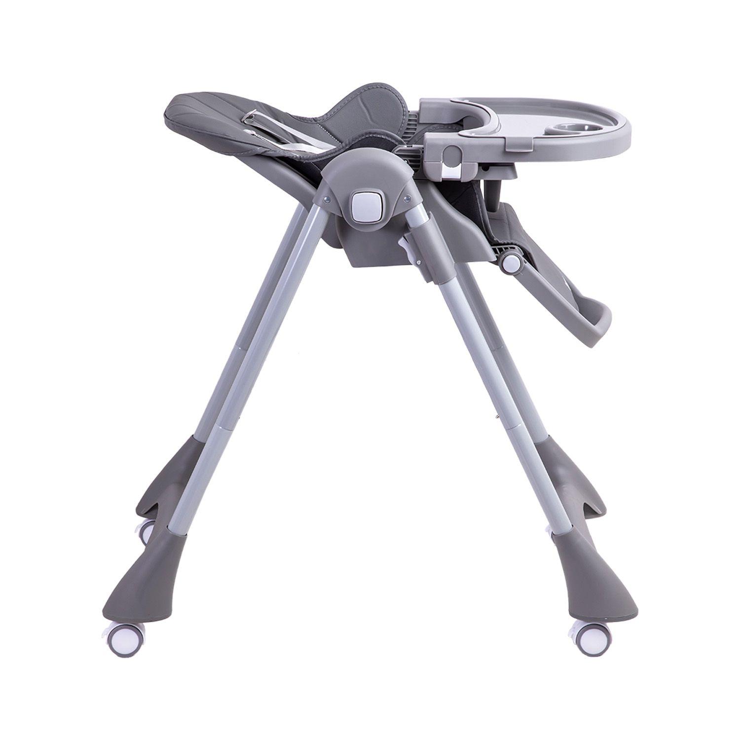 Silla de Comer Bebe Reclinable Plegable Easy Eat Gris-4