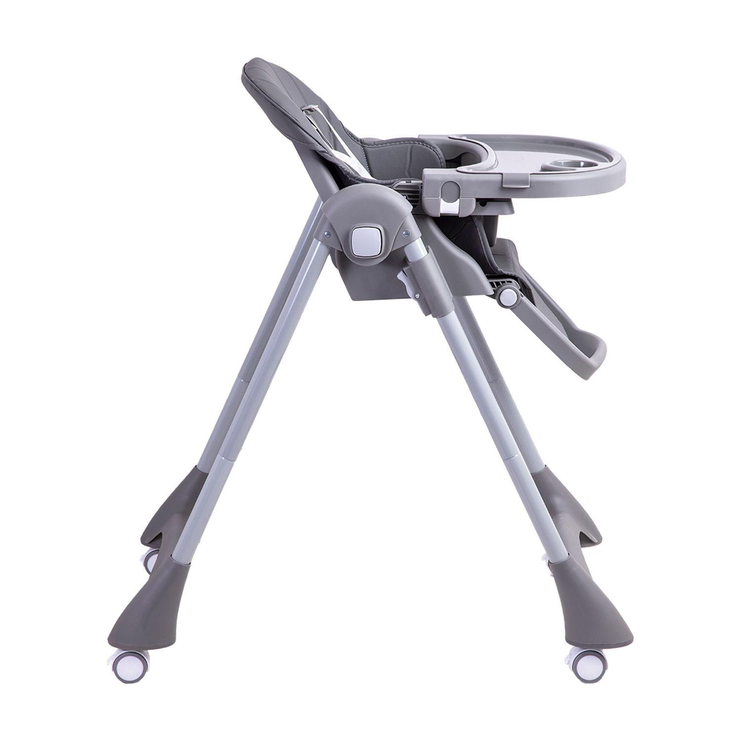 Silla de Comer Bebe Reclinable Plegable Easy Eat Gris-5