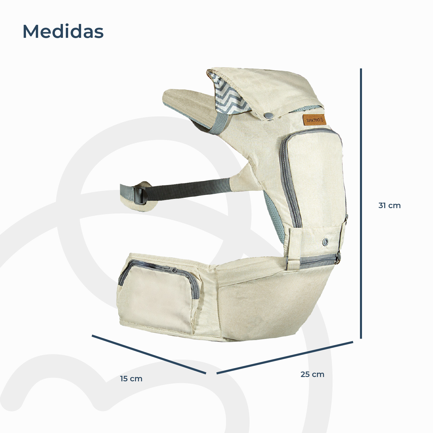 Porta Bebe Arnés con asiento cuidados cadera Hip Seat Beige-7