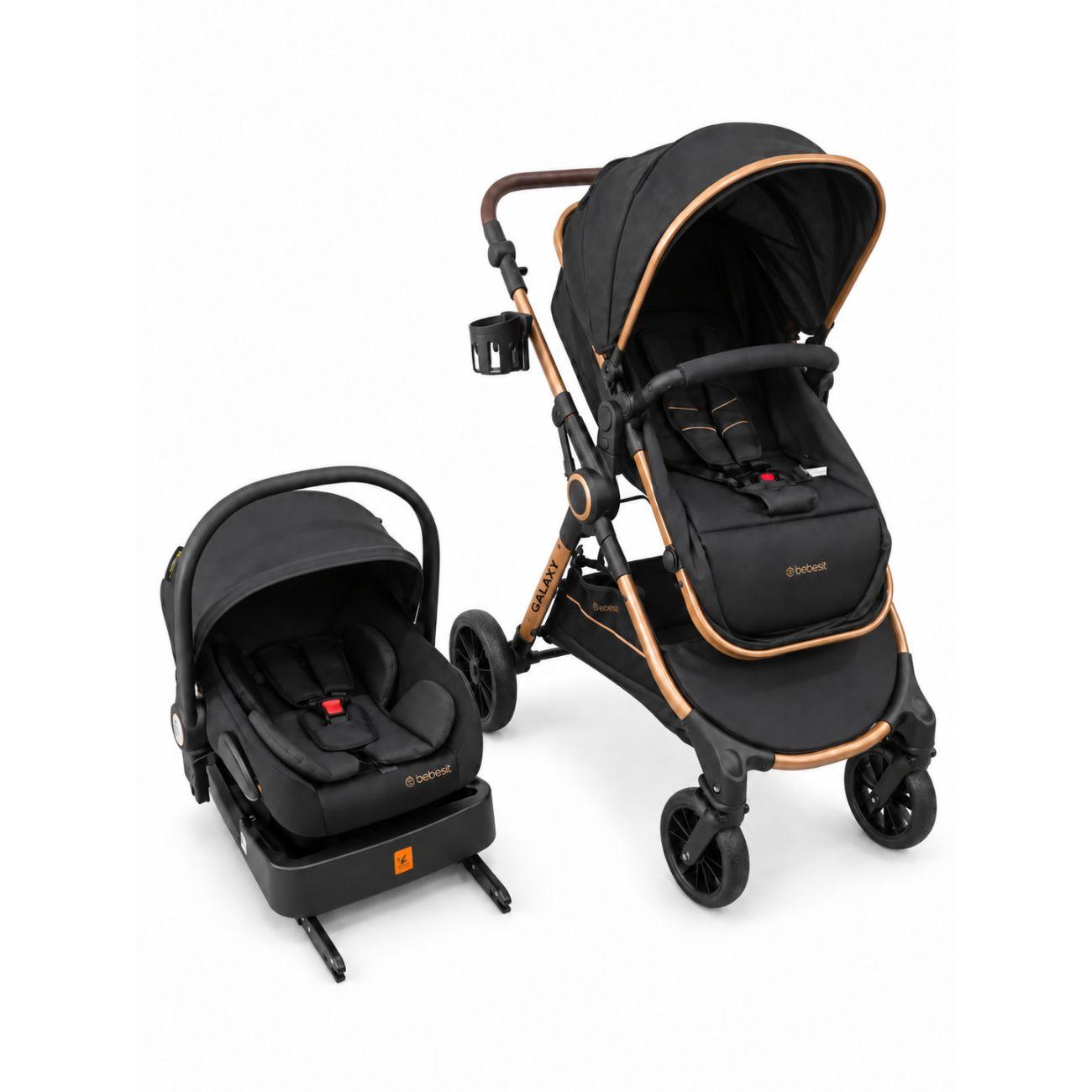 Coche Cuna Travel System Galaxy Isofix Gold Negro-0