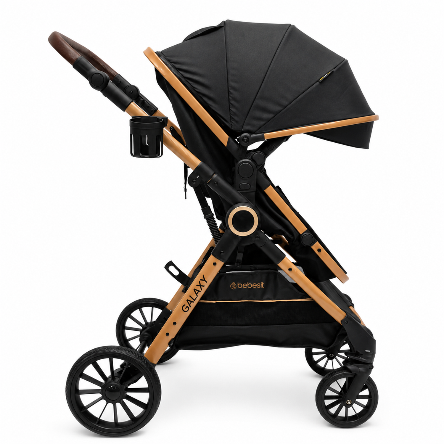 Coche Cuna Travel System Galaxy Isofix Gold Negro-1